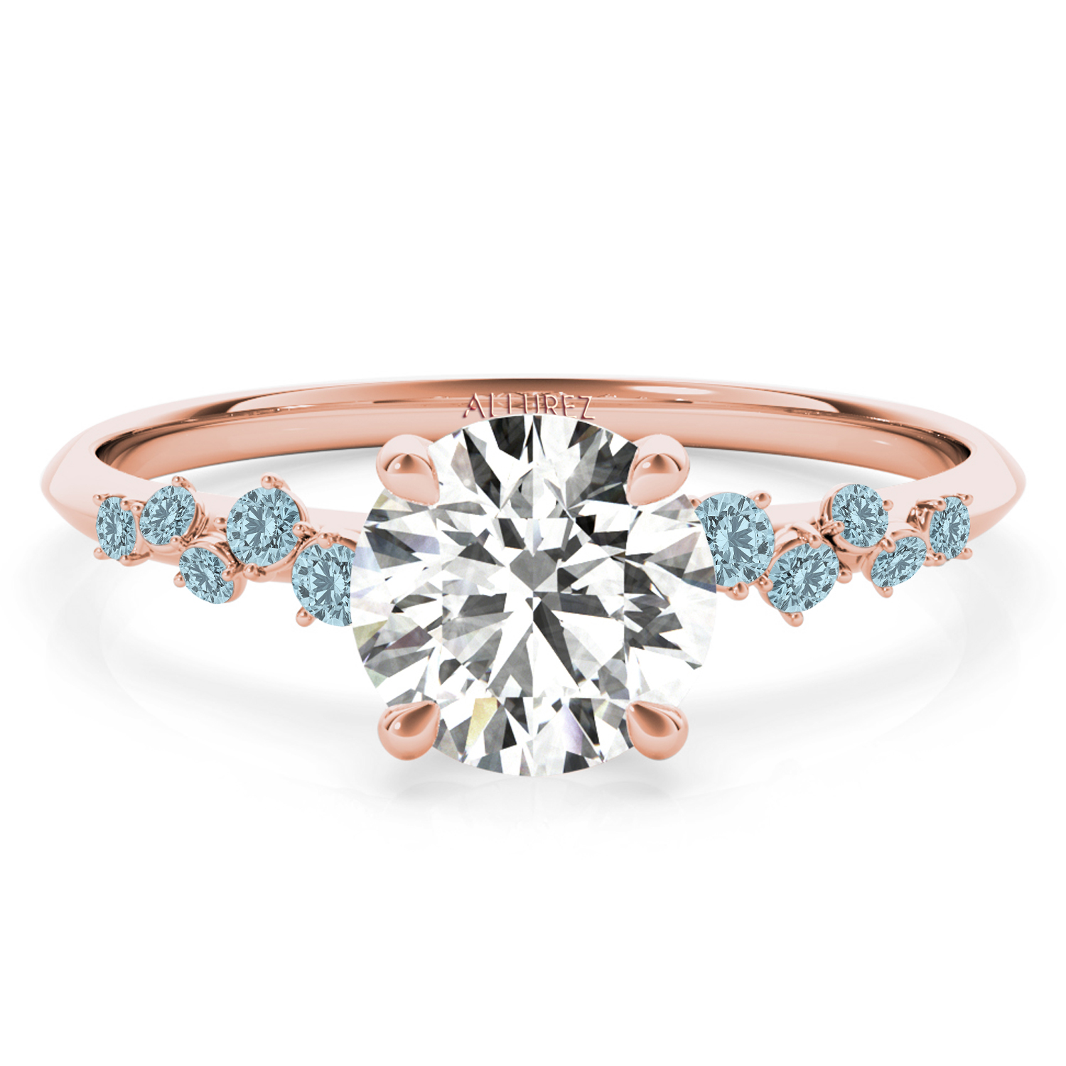 Scattered Aquamarine Engagement Ring 18K Rose Gold (0.13ct)