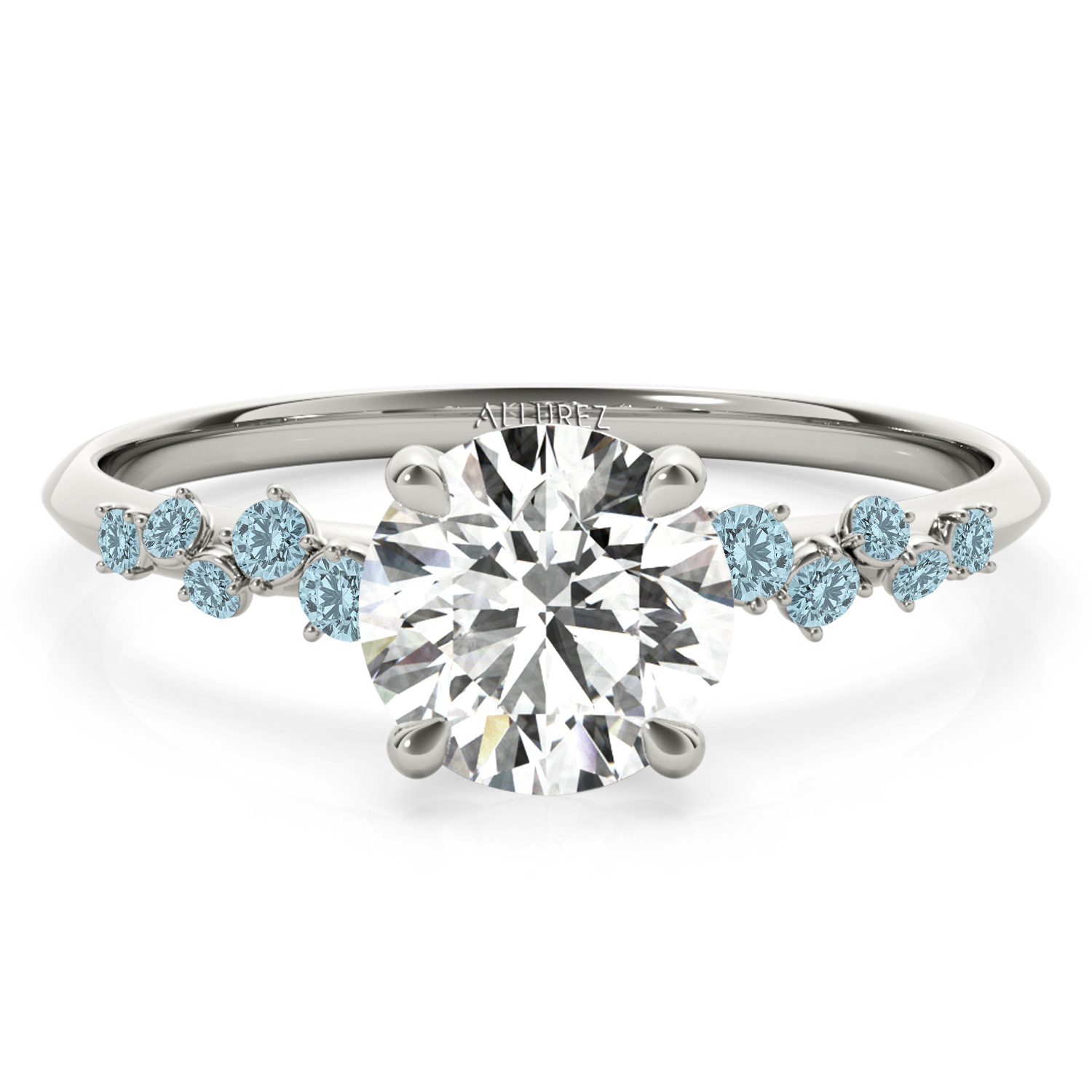Scattered Aquamarine Engagement Ring 18K White Gold (0.13ct)