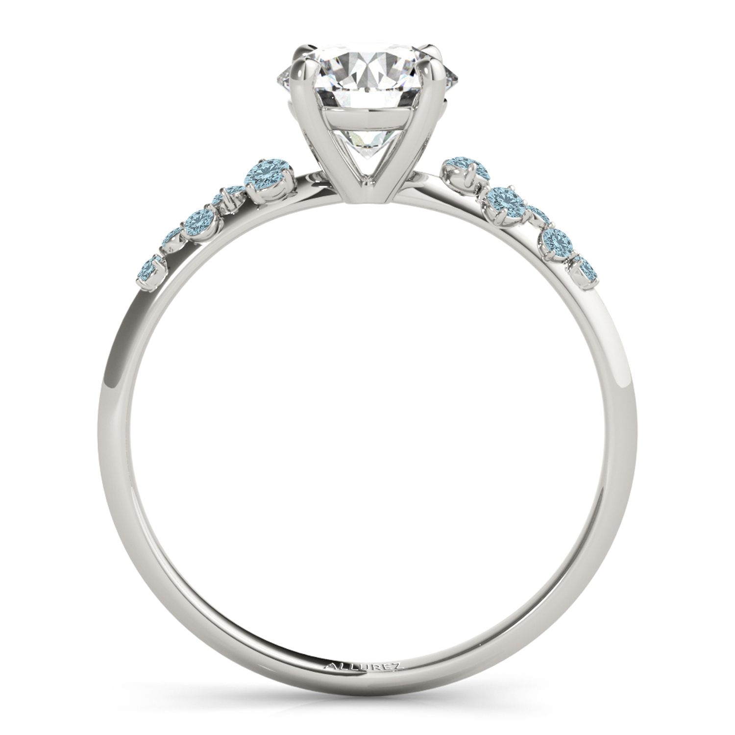 Scattered Aquamarine Engagement Ring 18K White Gold (0.13ct)