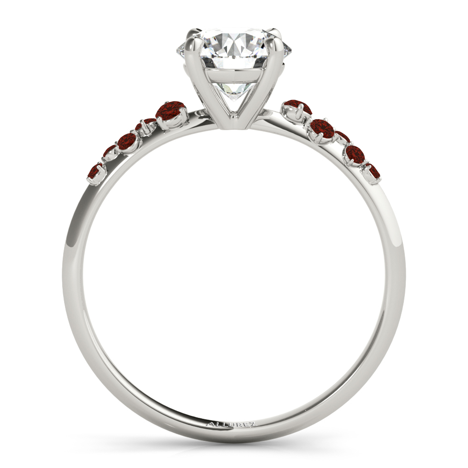 Scattered Garnet Engagement Ring in Palladium (0.13ct)