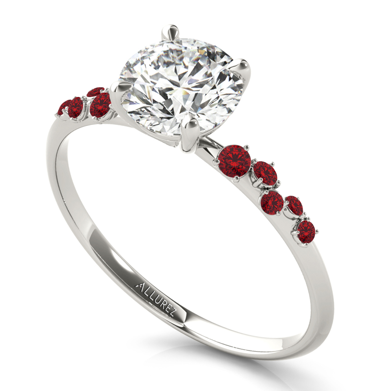 Scattered Ruby Engagement Ring in Platinum (0.13ct)
