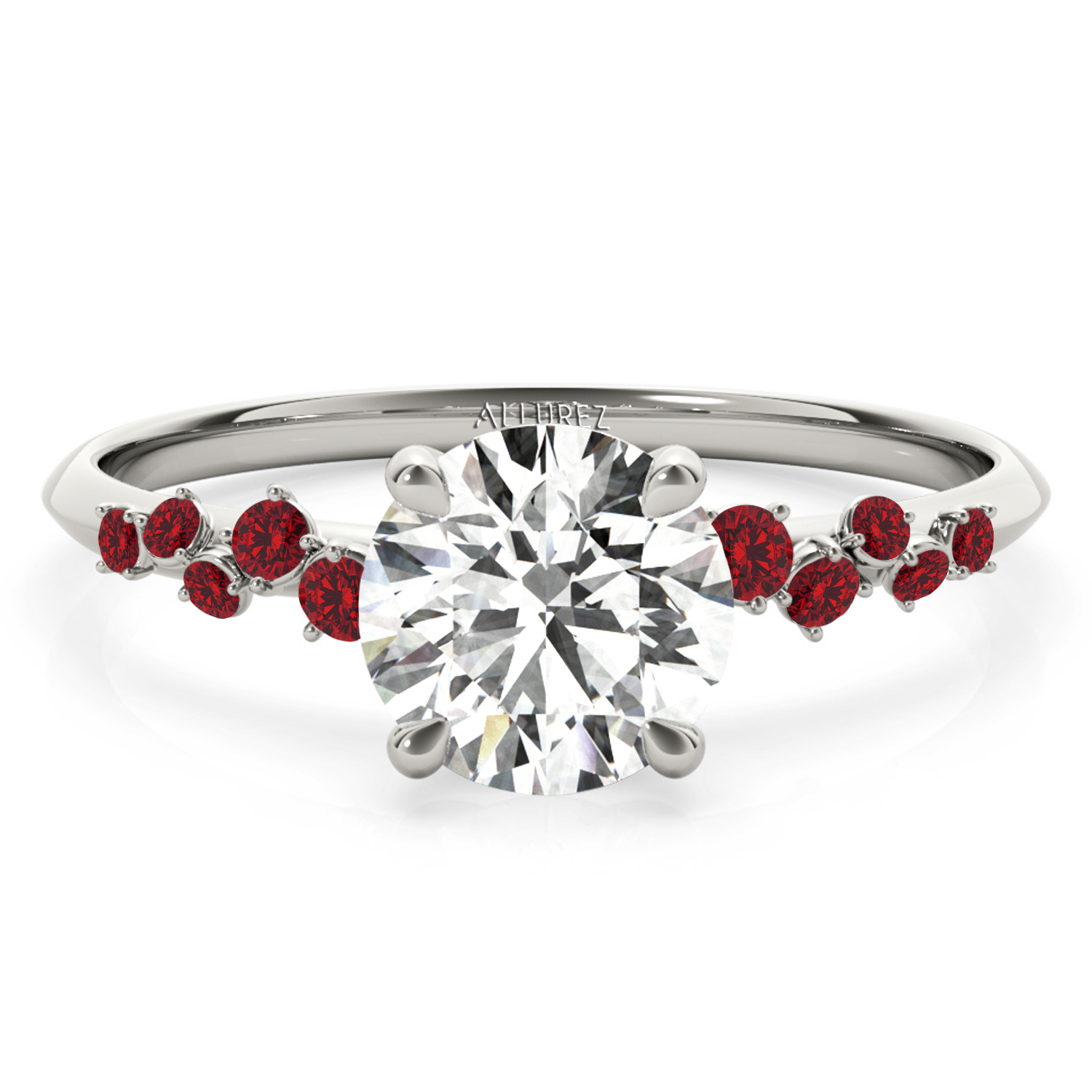 Scattered Ruby Engagement Ring in Platinum (0.13ct)