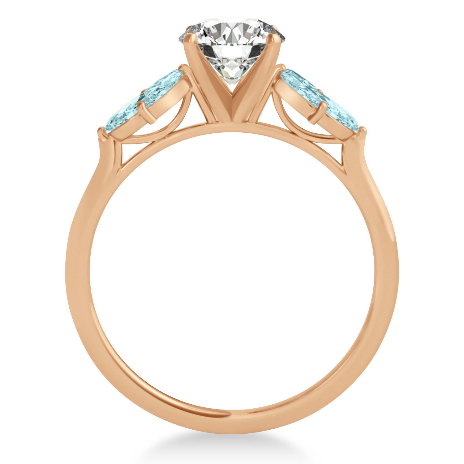 Aquamarine Marquise Floral Engagement Ring 14k Rose Gold (0.50ct)