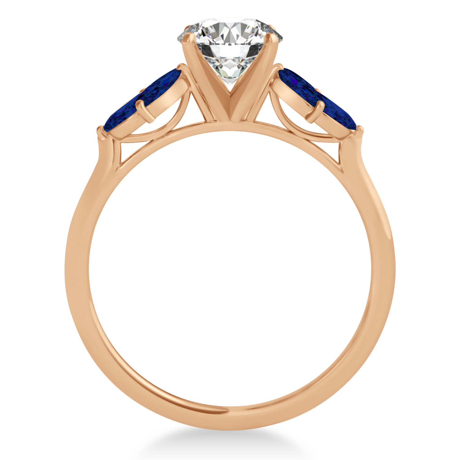 Lab Blue Sapphire Marquise Floral Engagement Ring 14k Rose Gold (0.50ct)