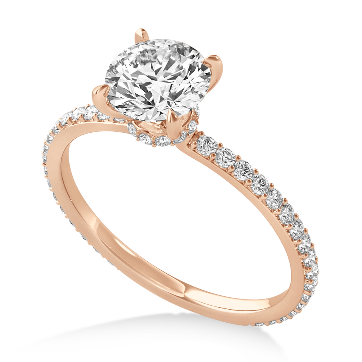 Lab Grown Diamond Hidden Halo Engagement Ring 18k Rose Gold (0.33ct)