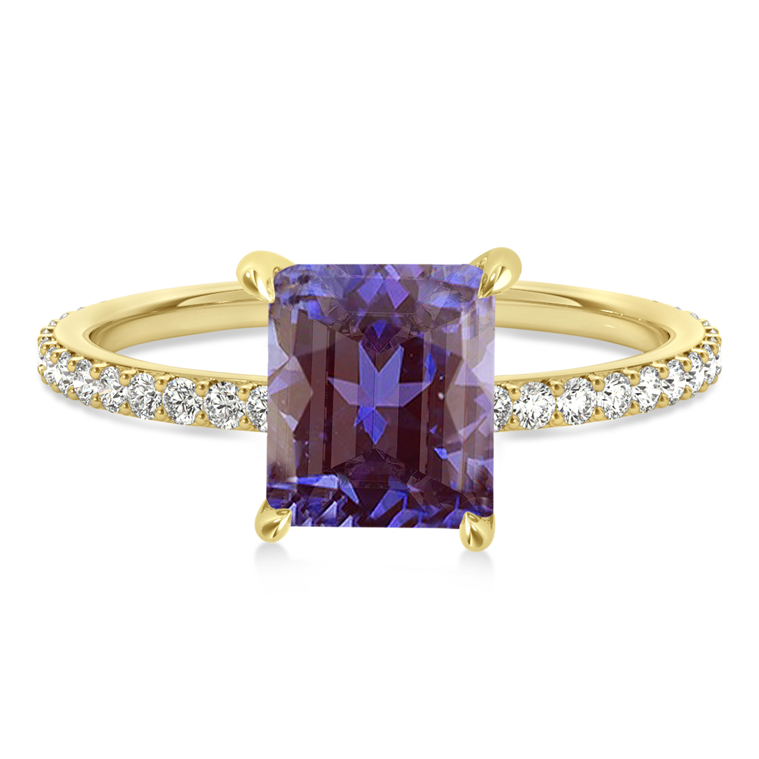 Emerald Alexandrite & Diamond Hidden Halo Engagement Ring 14k Yellow Gold (2.93ct)