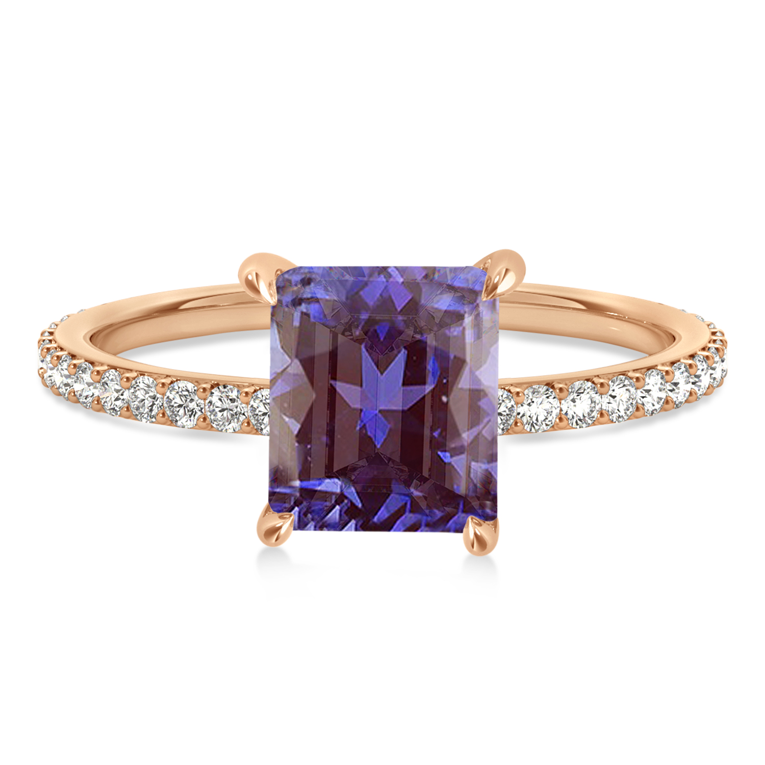 Emerald Alexandrite & Diamond Hidden Halo Engagement Ring 18k Rose Gold (2.93ct)