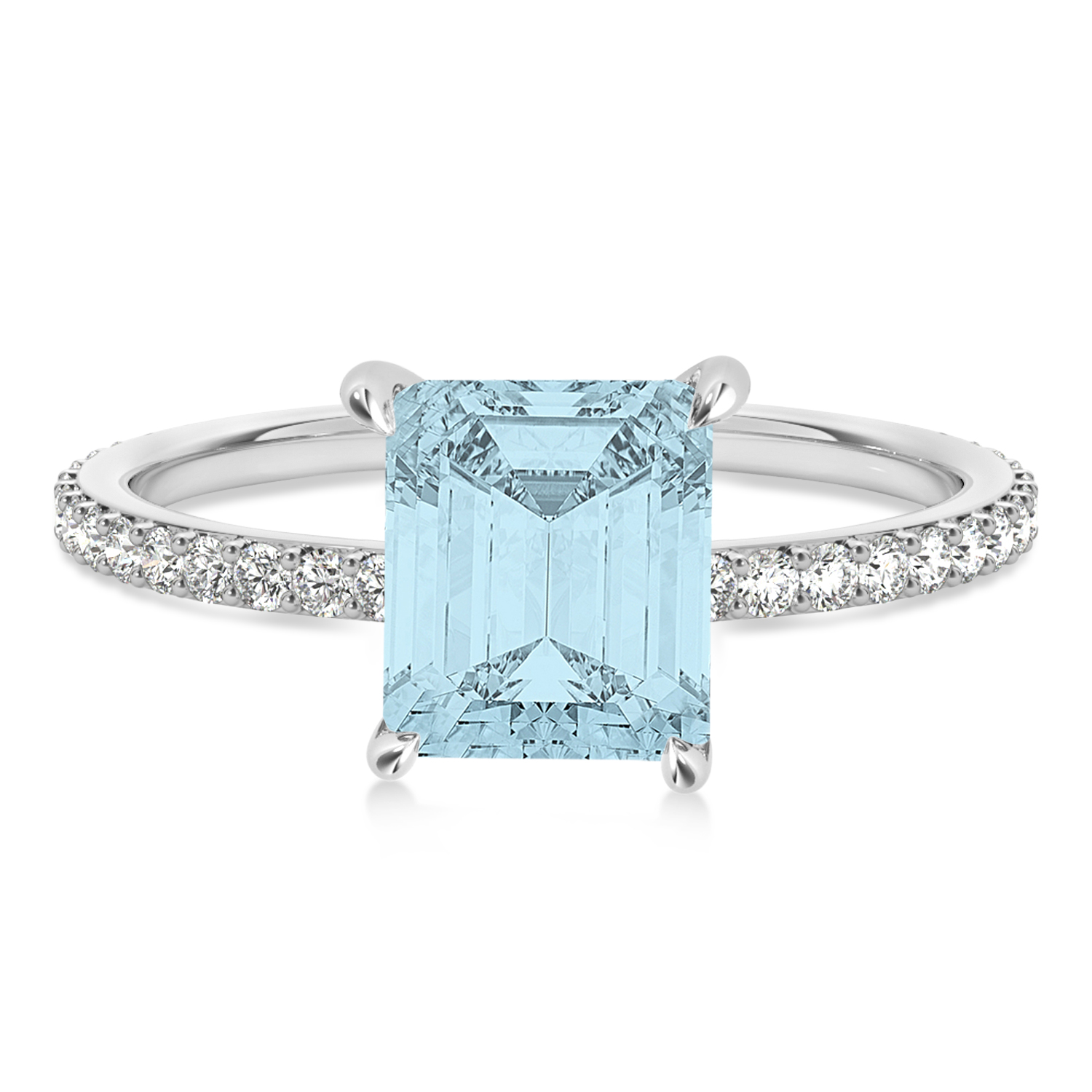 Emerald Aquamarine & Diamond Hidden Halo Engagement Ring Platinum (2.93ct)