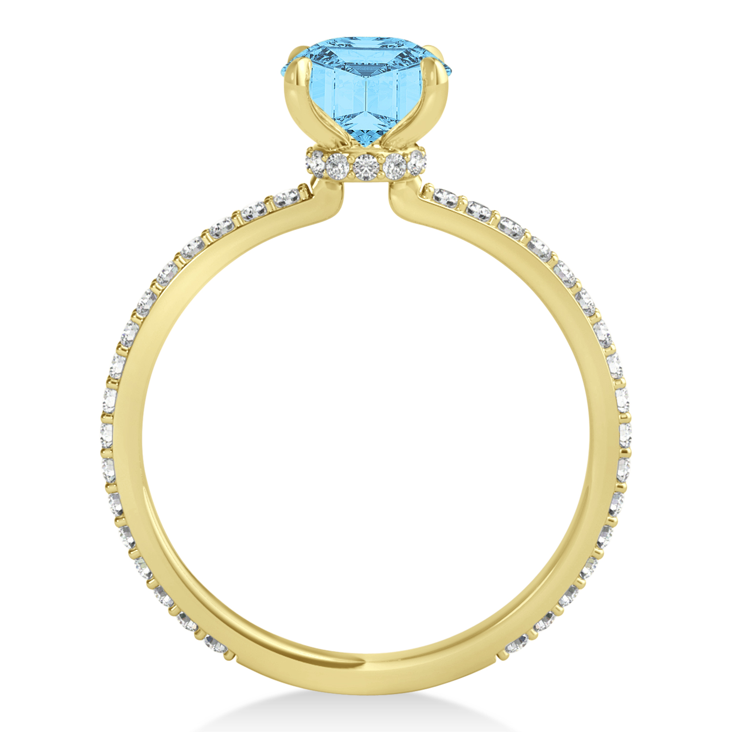 Emerald Blue Topaz & Diamond Hidden Halo Engagement Ring 14k Yellow Gold (2.93ct)