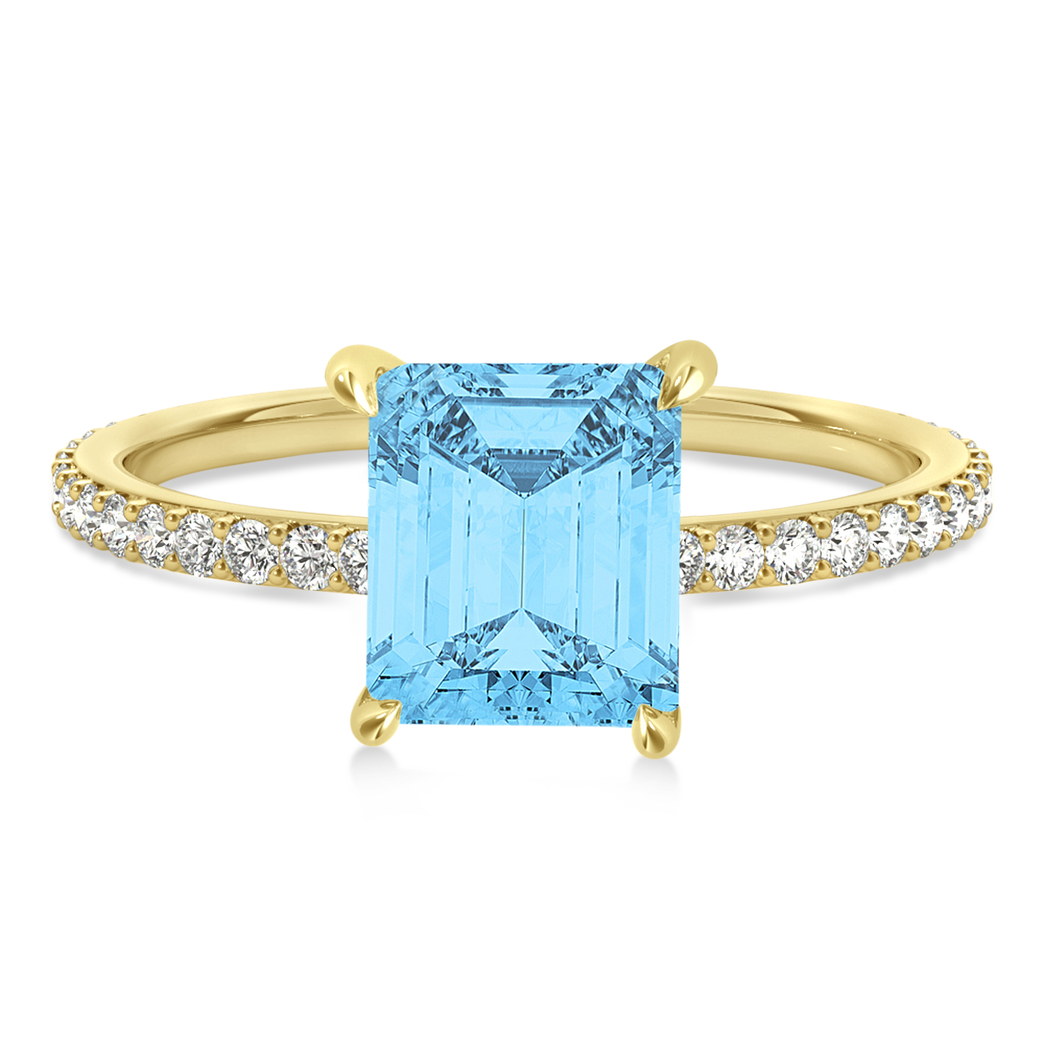 Emerald Blue Topaz & Diamond Hidden Halo Engagement Ring 14k Yellow Gold (2.93ct)
