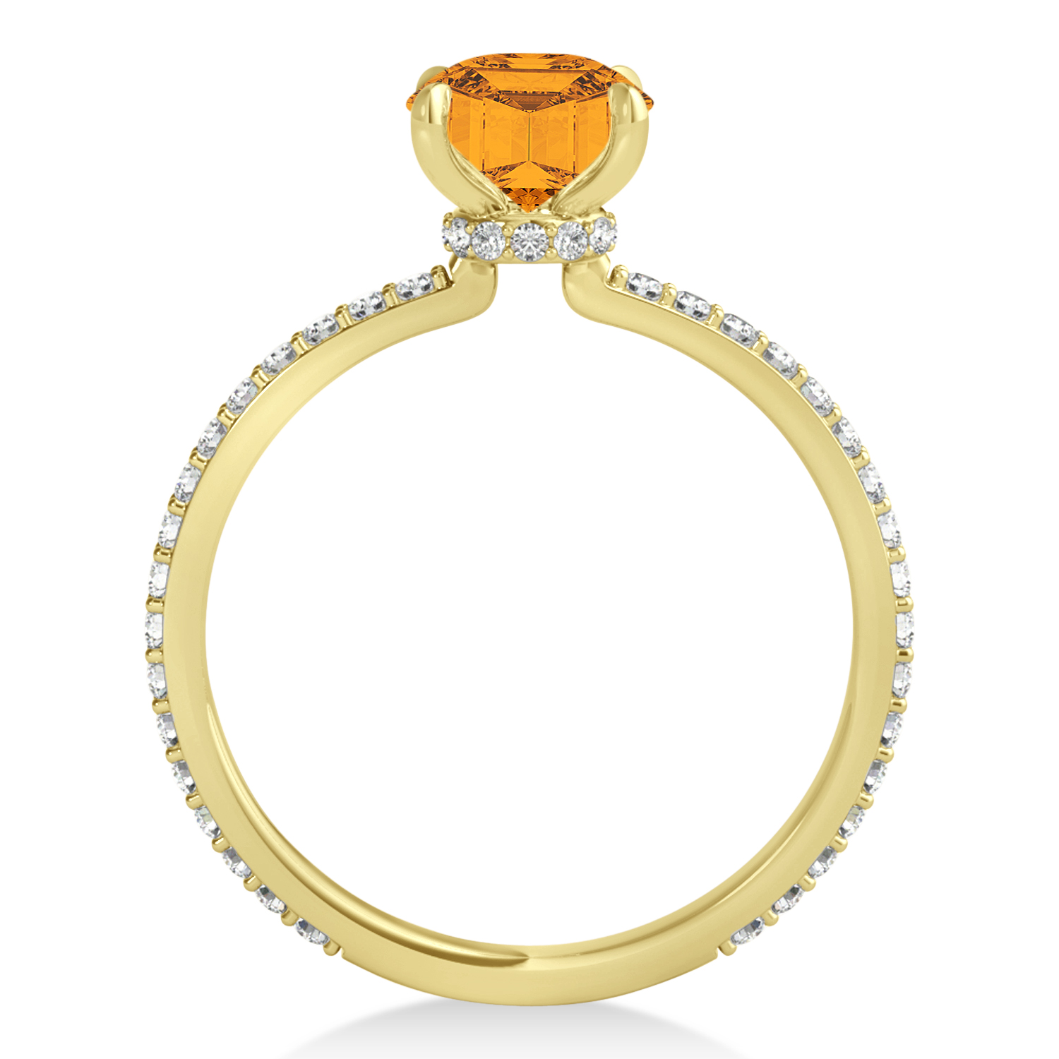 Emerald Citrine & Diamond Hidden Halo Engagement Ring 18k Yellow Gold (2.93ct)