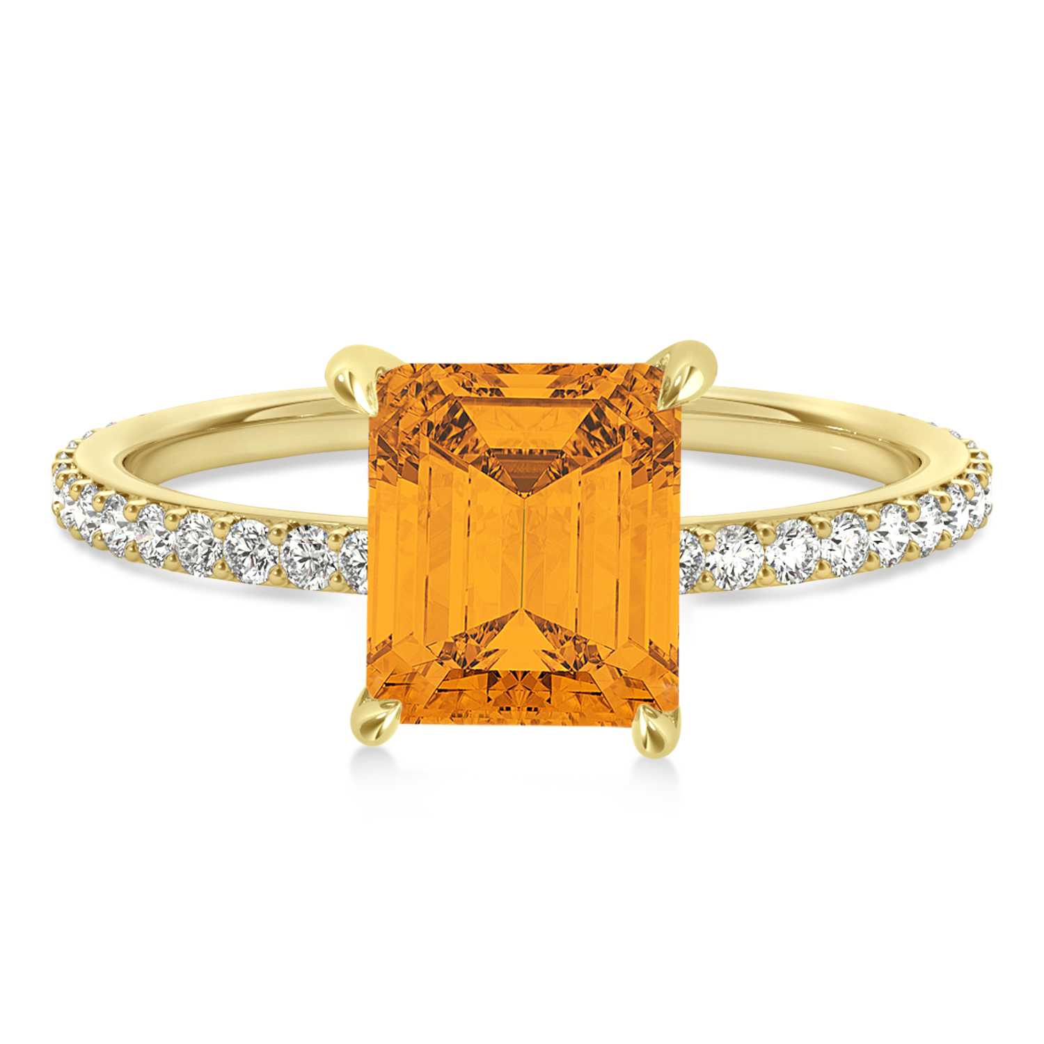 Emerald Citrine & Diamond Hidden Halo Engagement Ring 18k Yellow Gold (2.93ct)