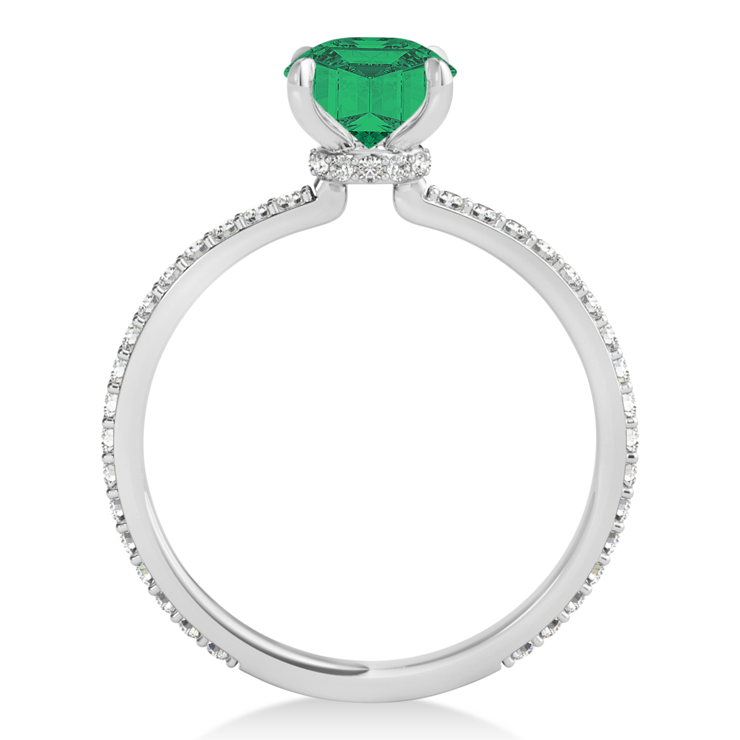 Emerald Emerald & Diamond Hidden Halo Engagement Ring 18k White Gold (2.93ct)