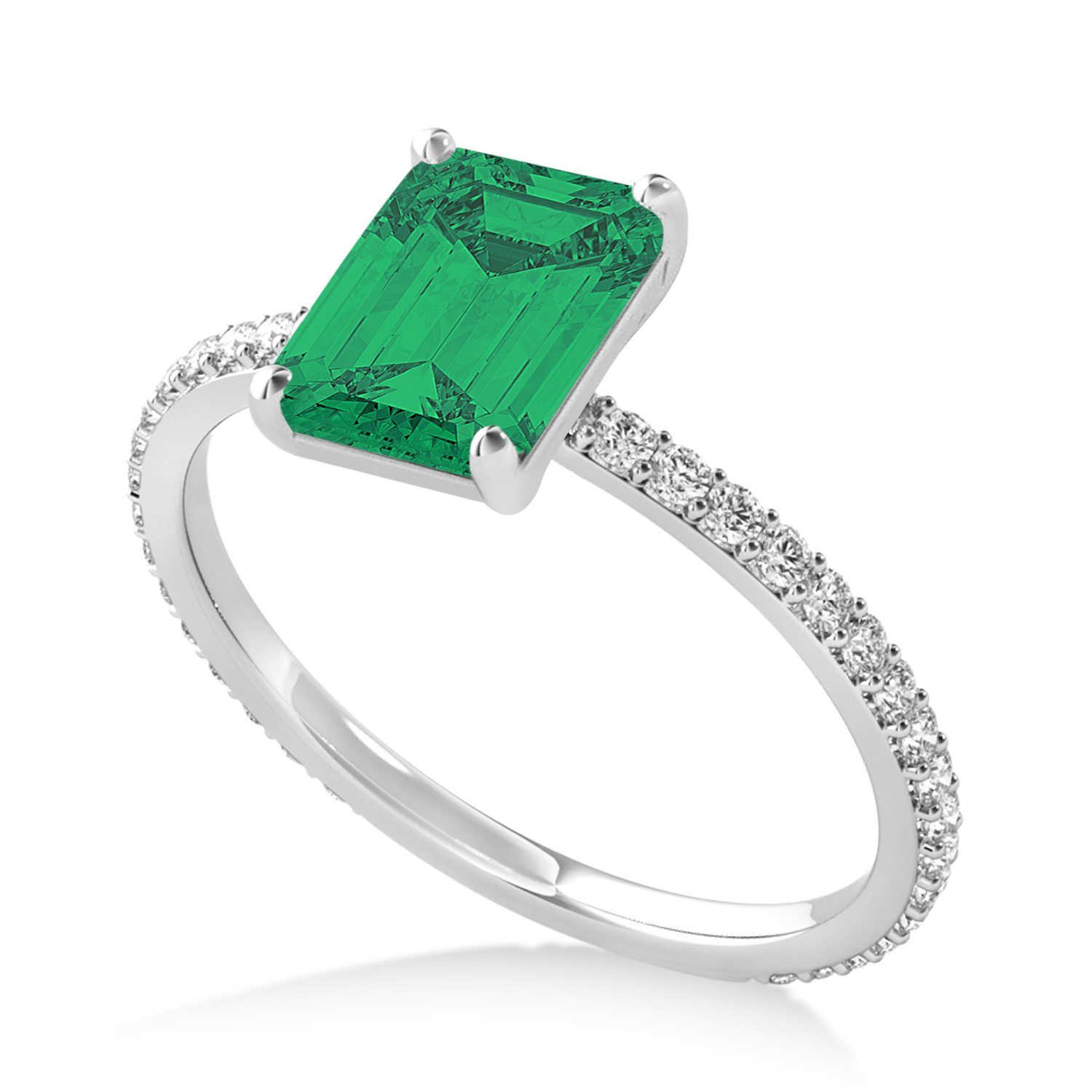Emerald Emerald & Diamond Hidden Halo Engagement Ring 18k White Gold (2.93ct)