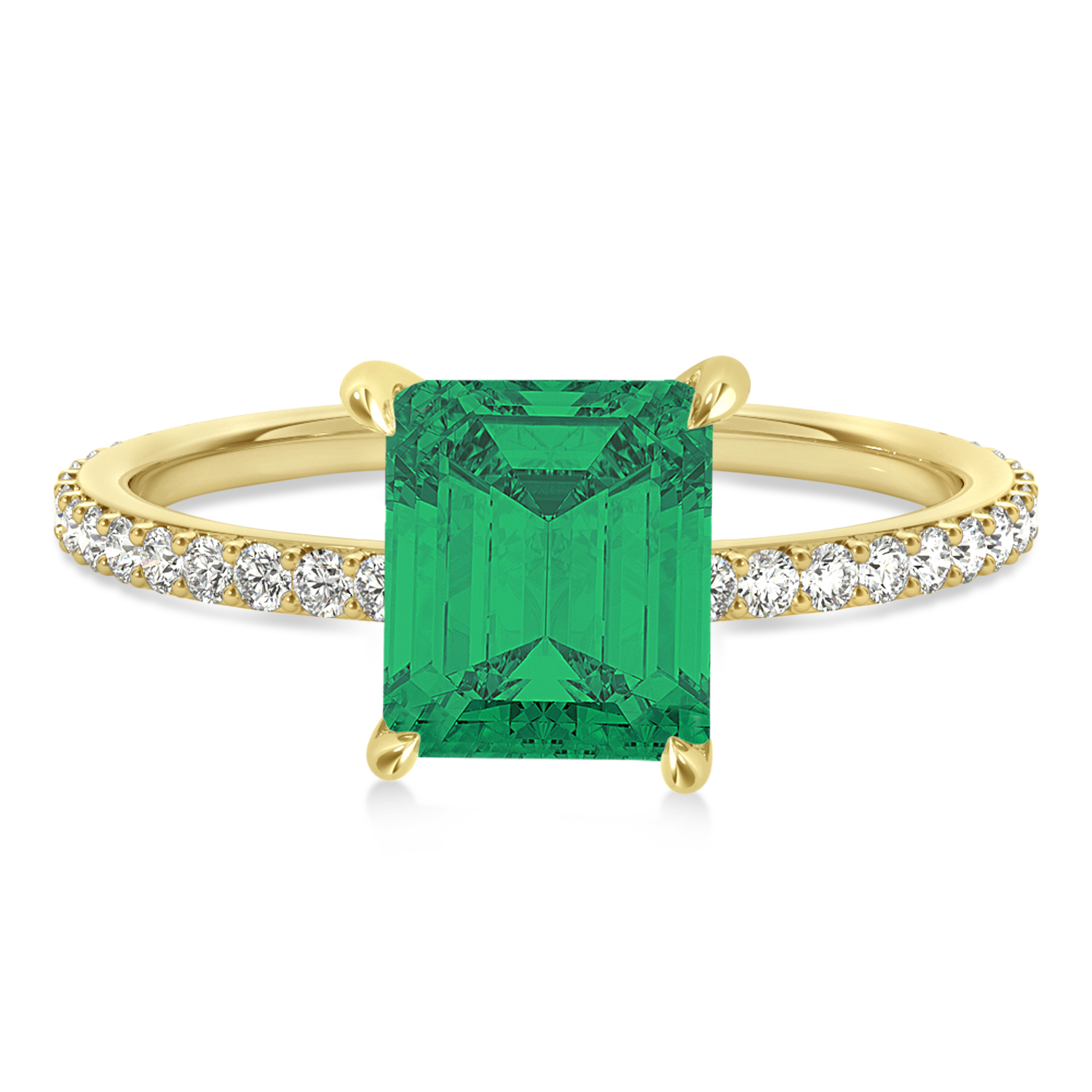Emerald Emerald & Diamond Hidden Halo Engagement Ring 18k Yellow Gold (2.93ct)