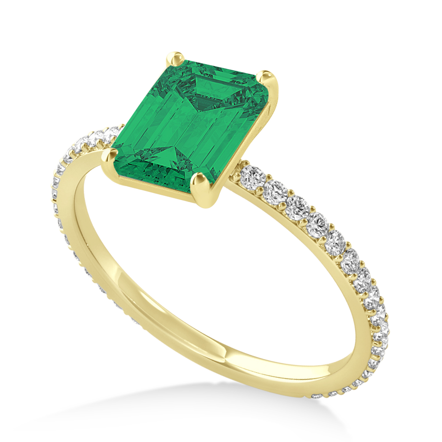 Emerald Emerald & Diamond Hidden Halo Engagement Ring 18k Yellow Gold (2.93ct)