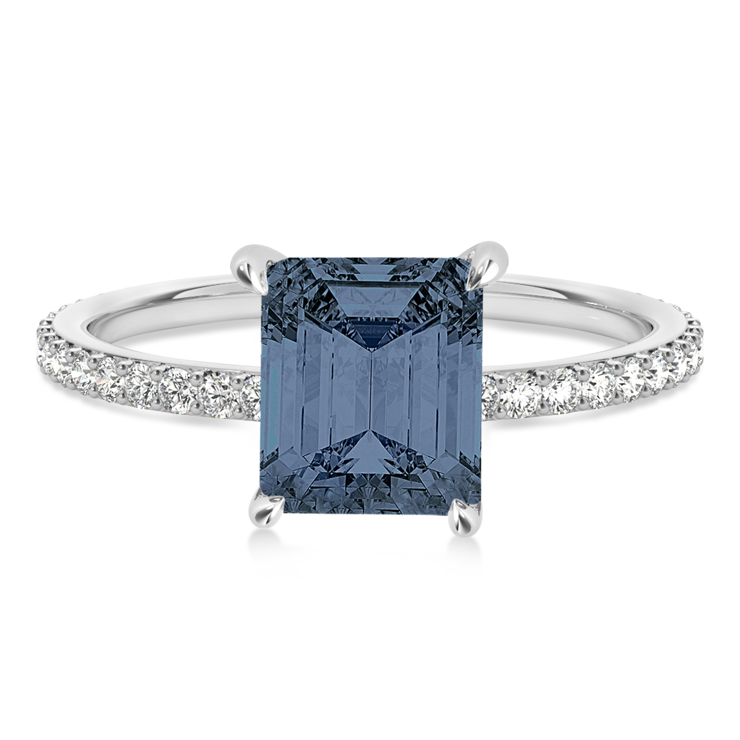 Emerald Gray Spinel & Diamond Hidden Halo Engagement Ring Platinum (2.93ct)