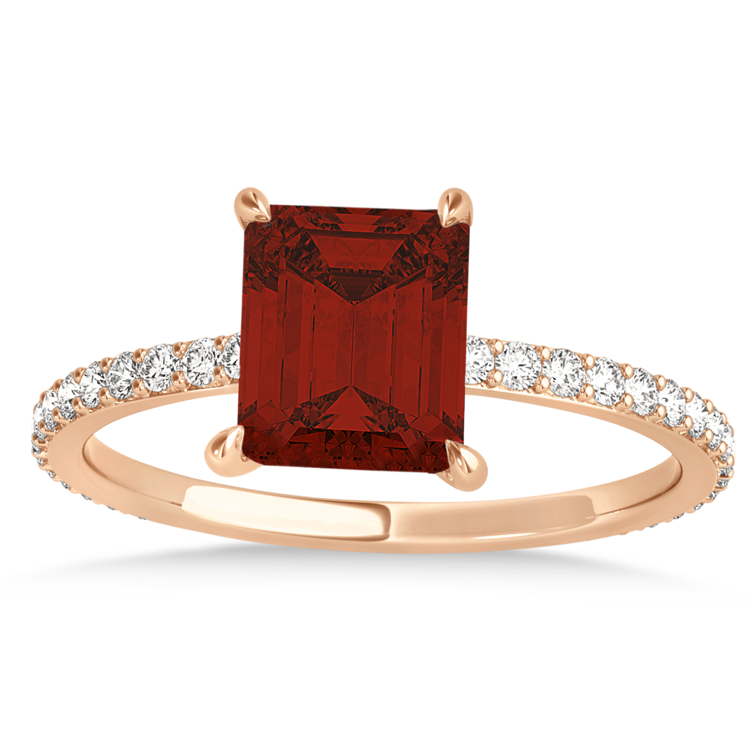 Emerald Garnet & Diamond Hidden Halo Engagement Ring 18k Rose Gold (2.93ct)