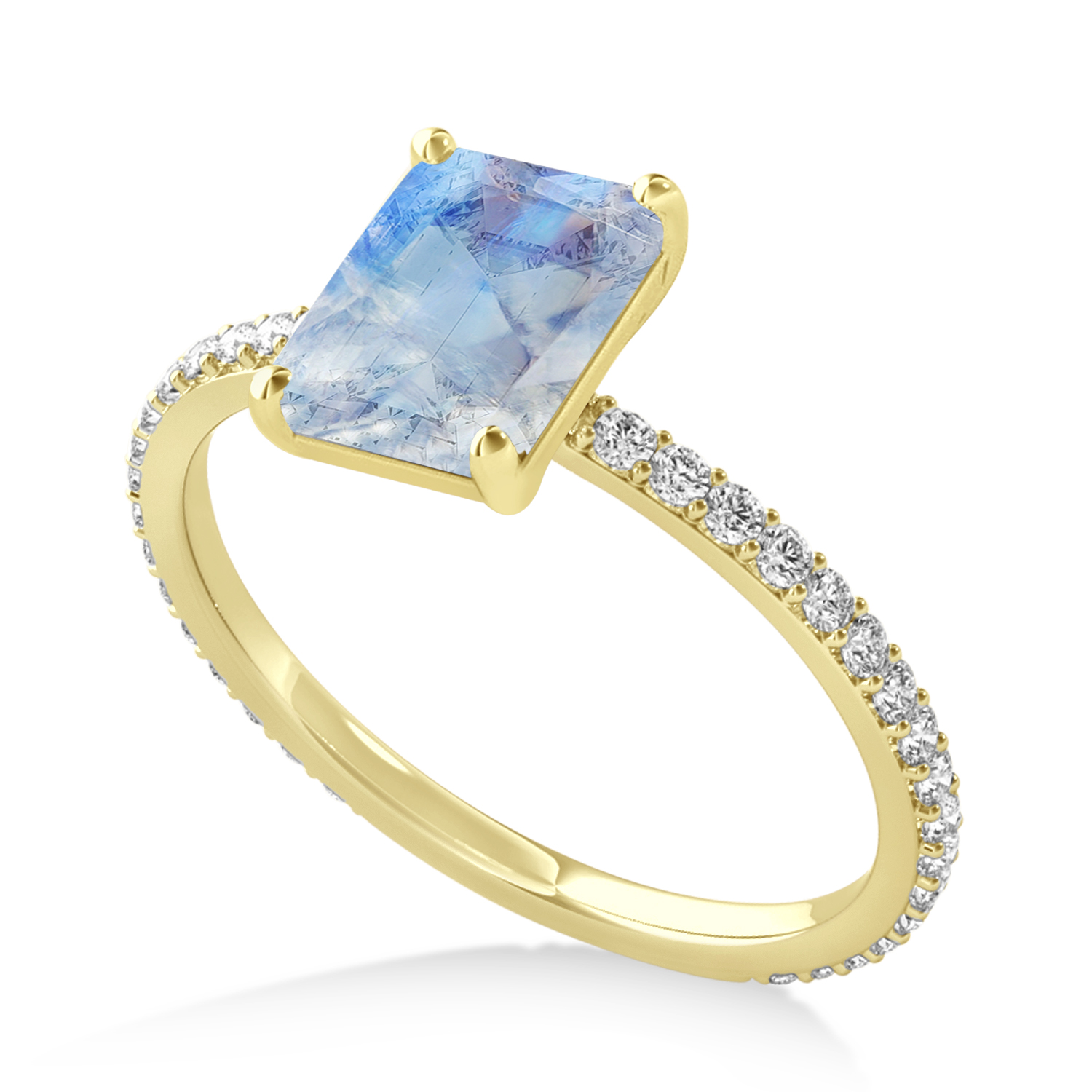 Emerald Moonstone & Diamond Hidden Halo Engagement Ring 18k Yellow Gold (2.93ct)