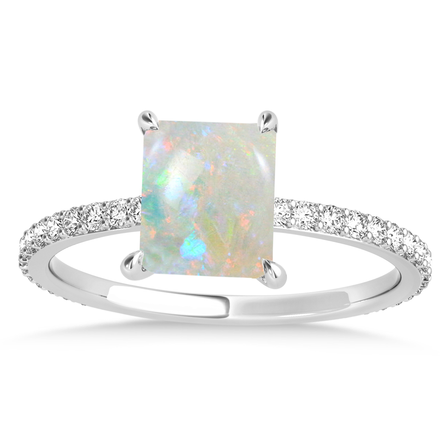 Emerald Opal & Diamond Hidden Halo Engagement Ring Platinum (2.93ct)