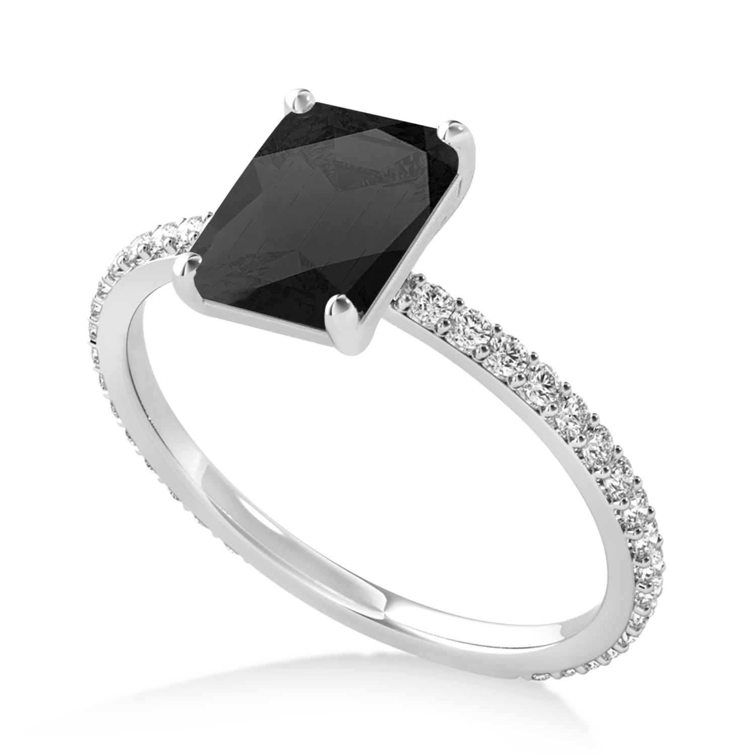 Emerald Onyx & Diamond Hidden Halo Engagement Ring 14k White Gold (2.93ct)