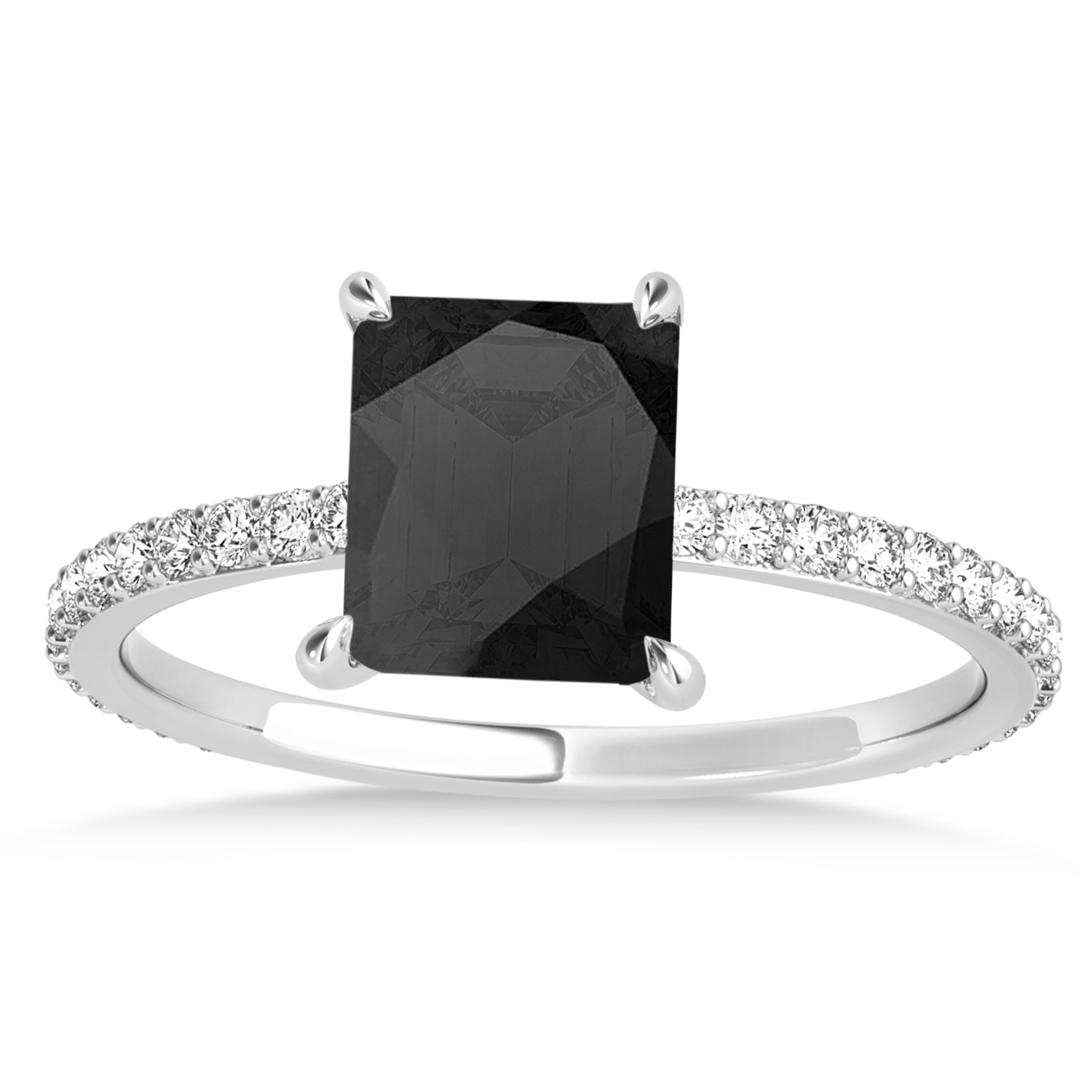 Emerald Onyx & Diamond Hidden Halo Engagement Ring 14k White Gold (2.93ct)