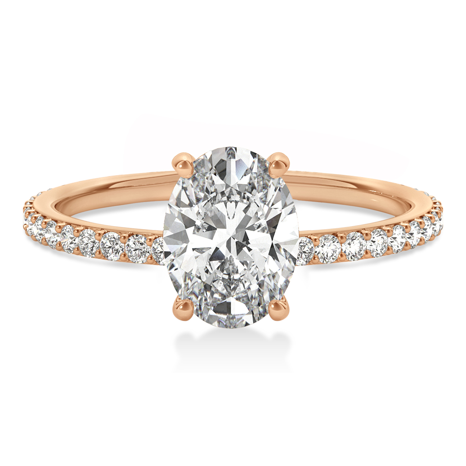 Oval Diamond Hidden Halo Engagement Ring 14k Rose Gold (1.00ct)