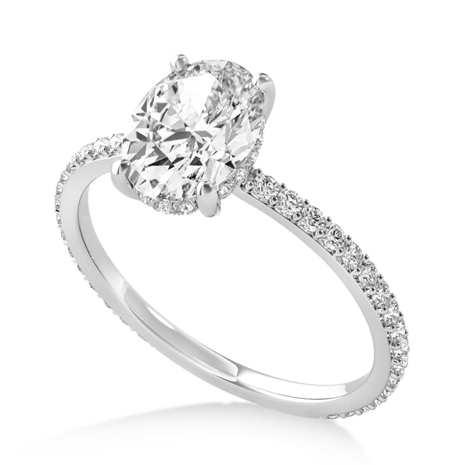 Oval Diamond Hidden Halo Engagement Ring Palladium (1.00ct)