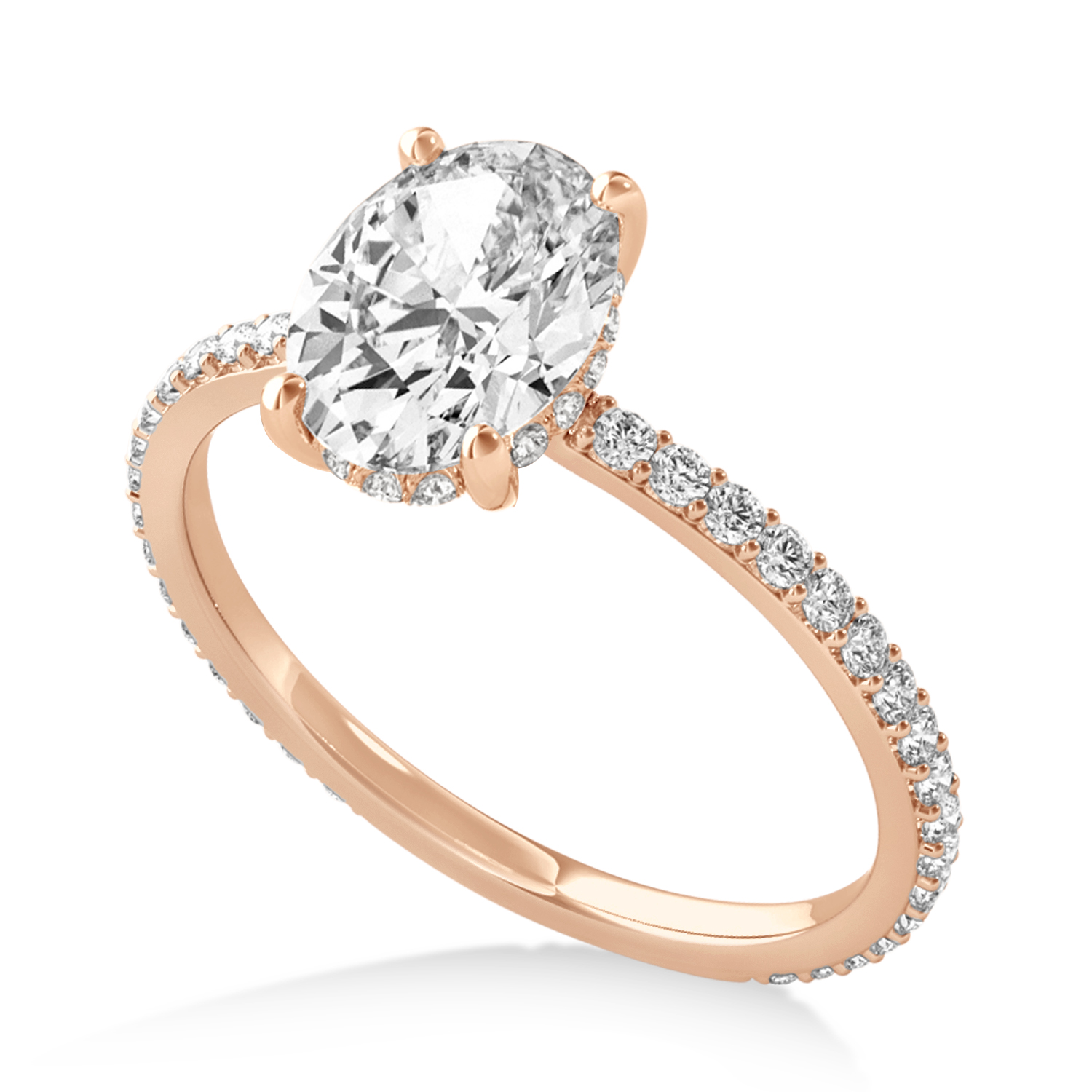 Oval Diamond Hidden Halo Engagement Ring 14k Rose Gold (0.76ct)
