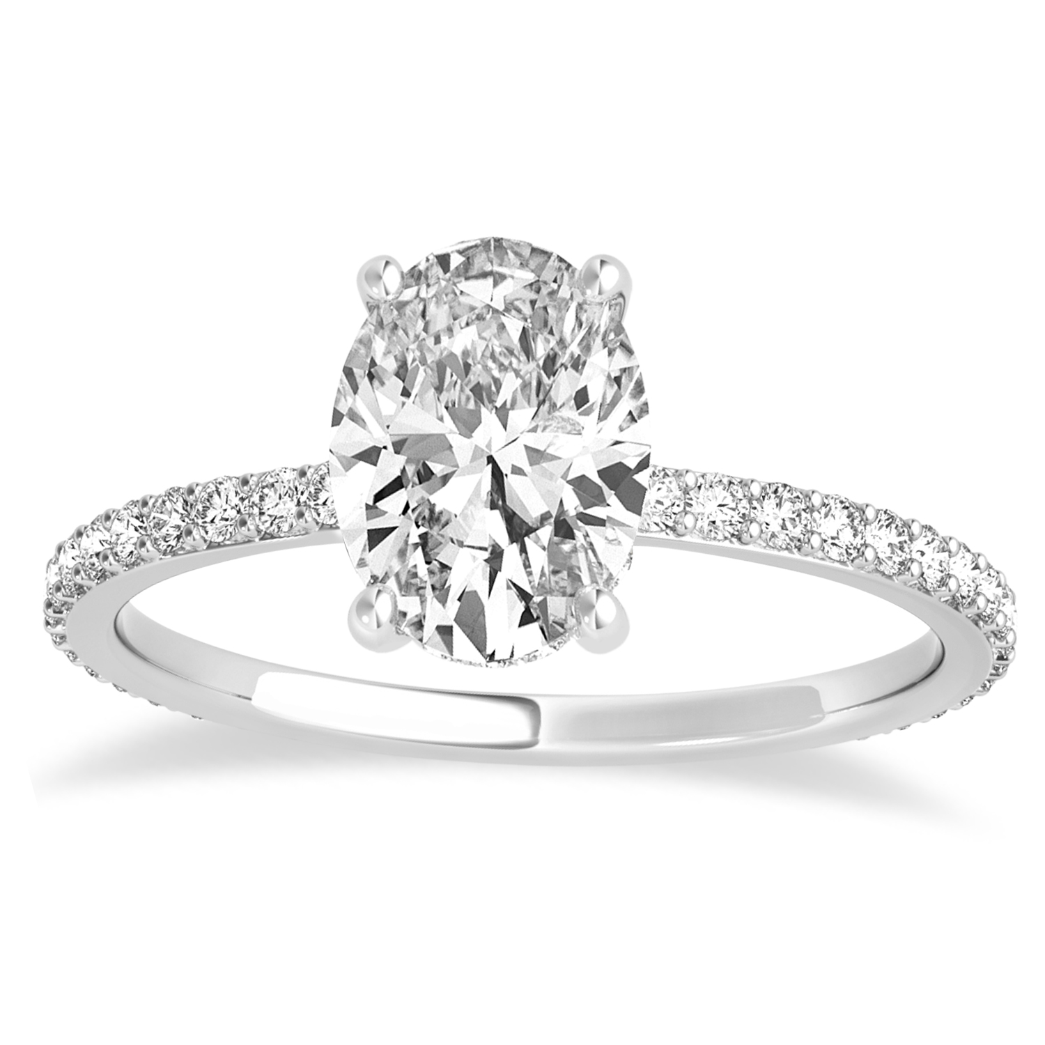 Oval Diamond Hidden Halo Engagement Ring 14k White Gold (2.50ct)