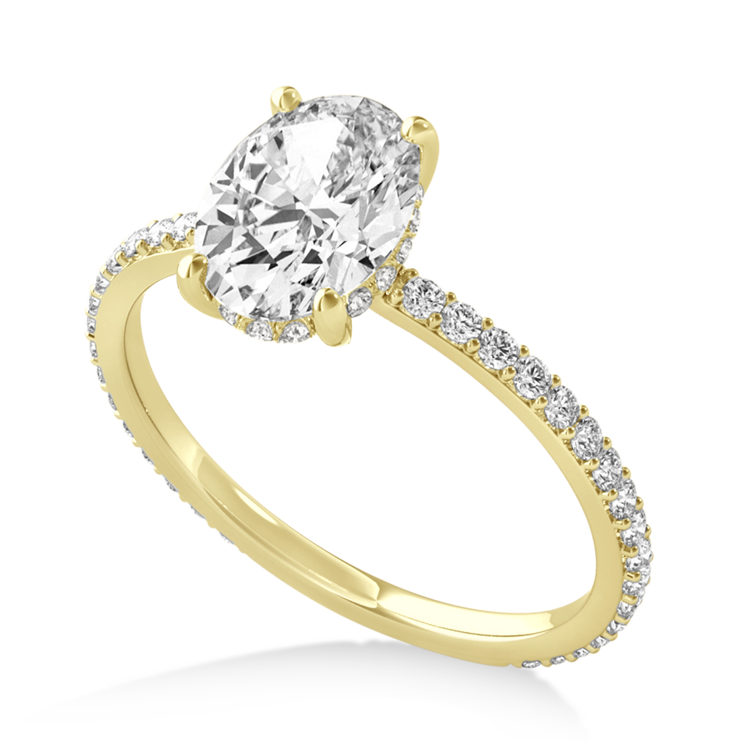 Oval Diamond Hidden Halo Engagement Ring 14k Yellow Gold (2.50ct)