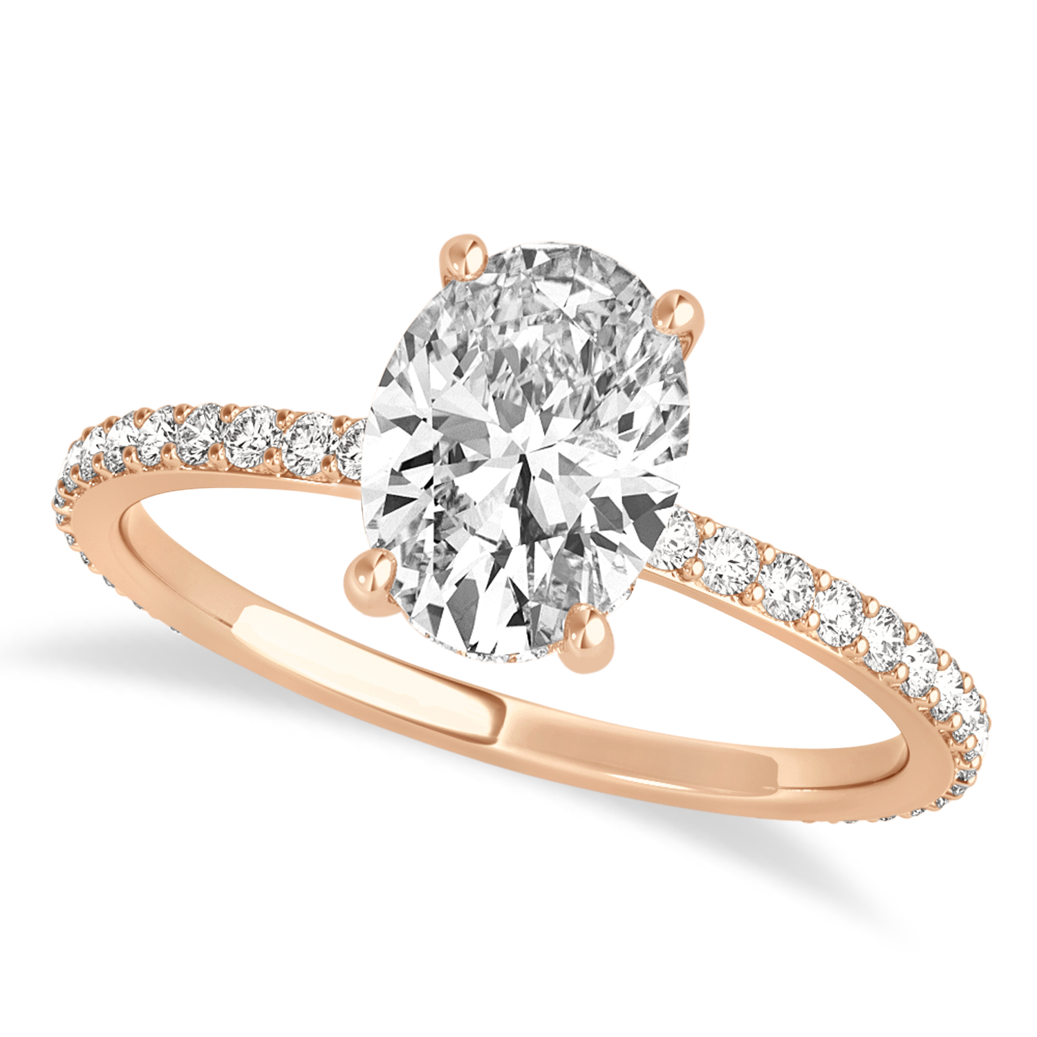 Oval Diamond Hidden Halo Engagement Ring 18k Rose Gold (3.00ct)