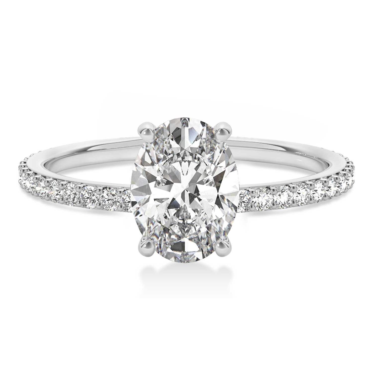 Oval Diamond Hidden Halo Engagement Ring 18k White Gold (3.00ct)