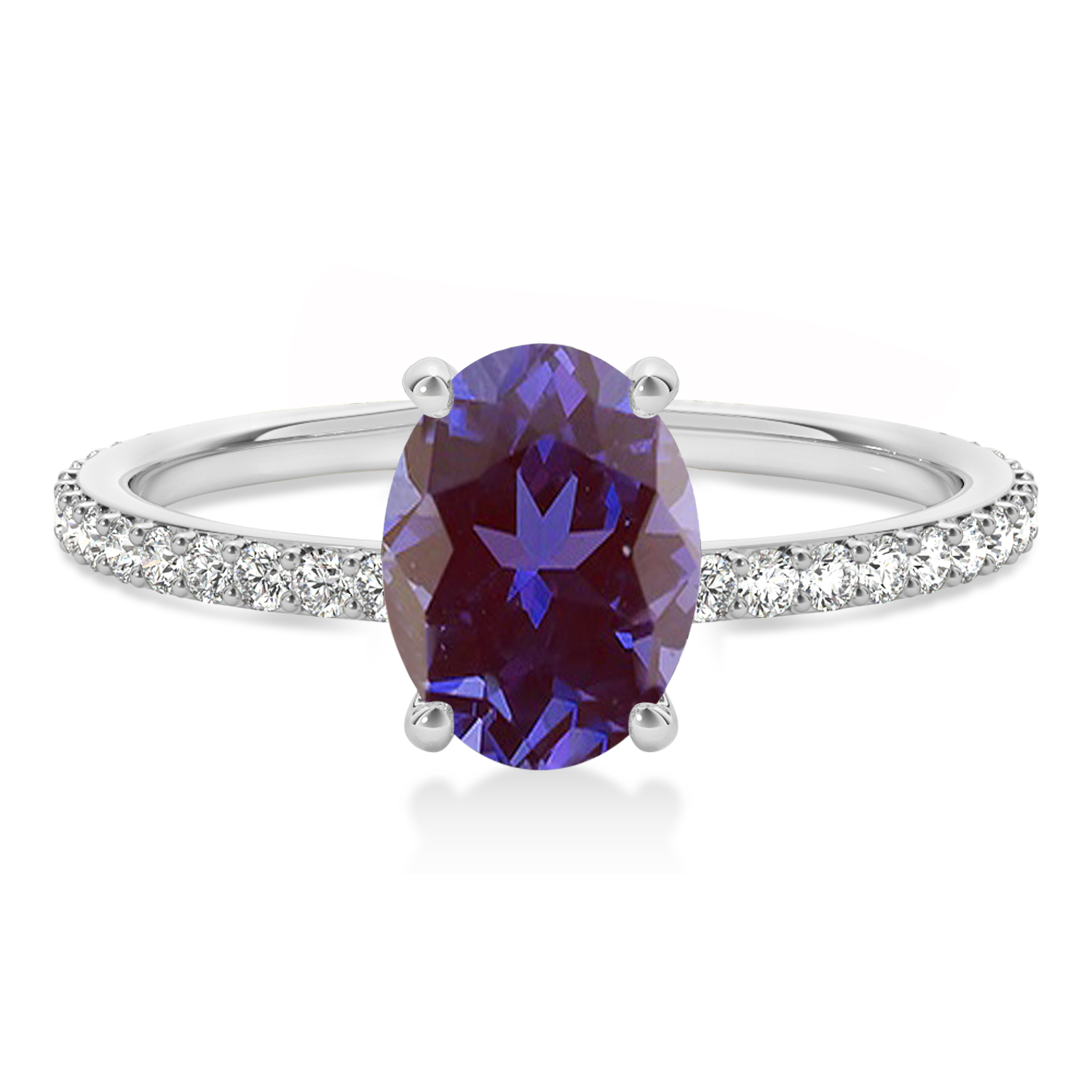 Oval Alexandrite & Diamond Hidden Halo Engagement Ring Platinum (0.76ct)