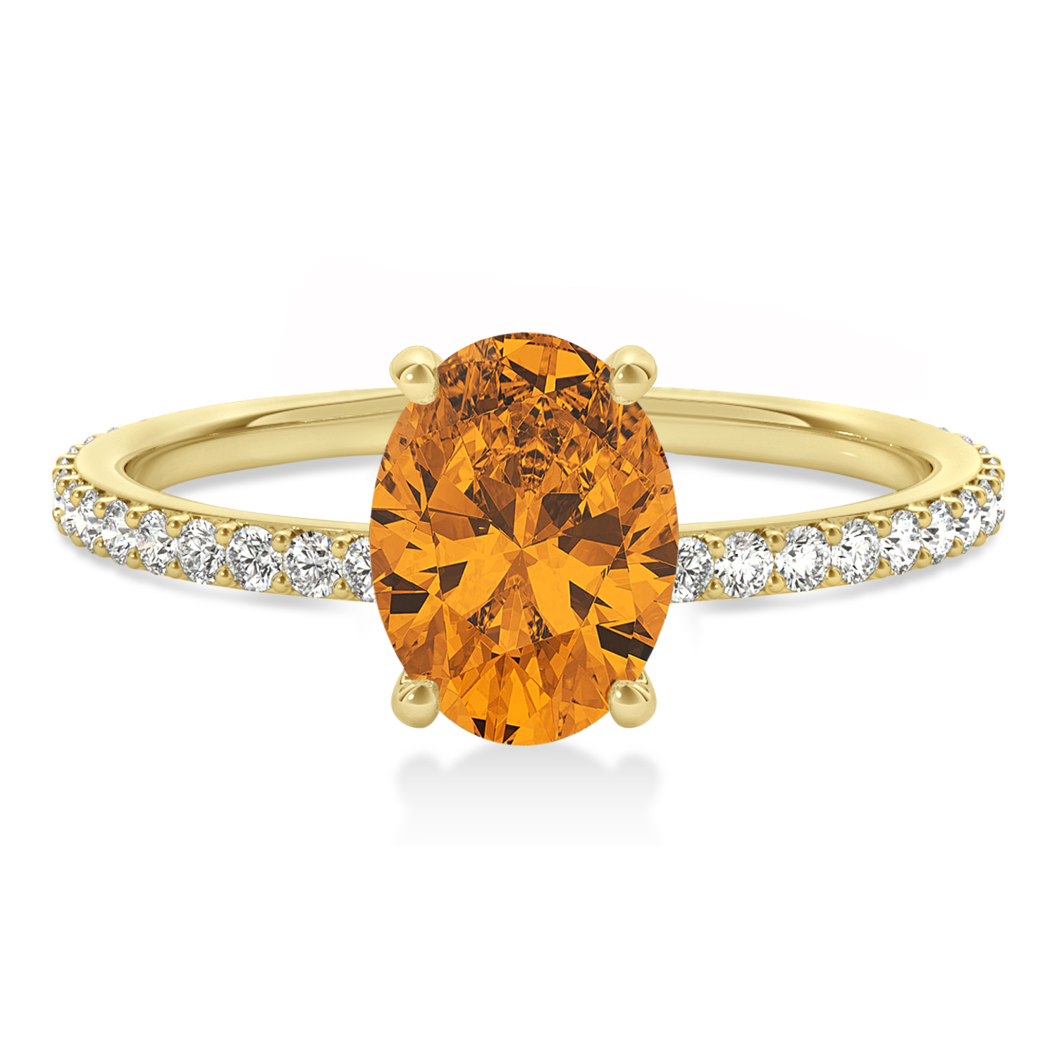 Oval Citrine & Diamond Hidden Halo Engagement Ring 18k Yellow Gold (0.76ct)