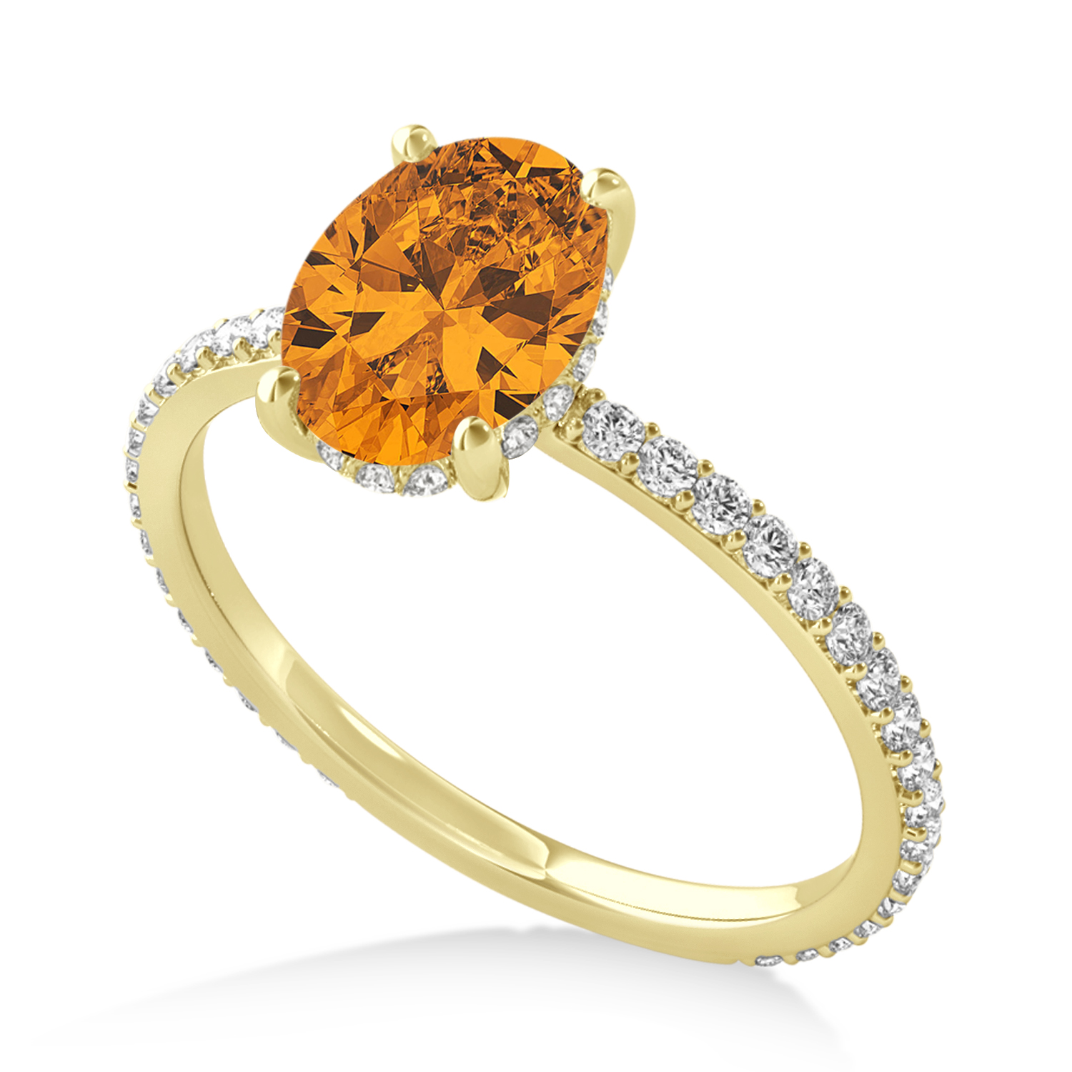 Oval Citrine & Diamond Hidden Halo Engagement Ring 18k Yellow Gold (0.76ct)
