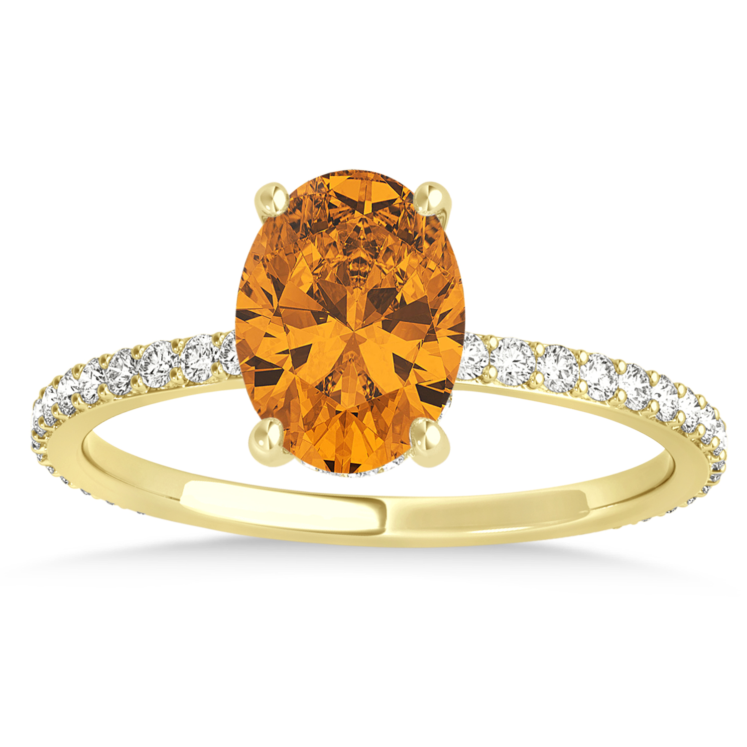 Oval Citrine & Diamond Hidden Halo Engagement Ring 18k Yellow Gold (0.76ct)