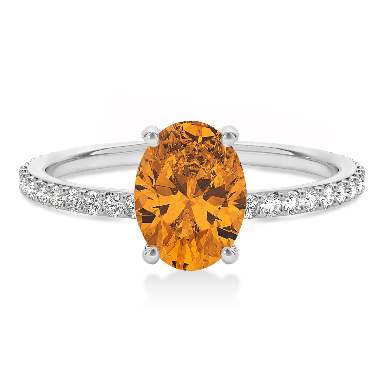 Oval Citrine & Diamond Hidden Halo Engagement Ring Platinum (0.76ct)