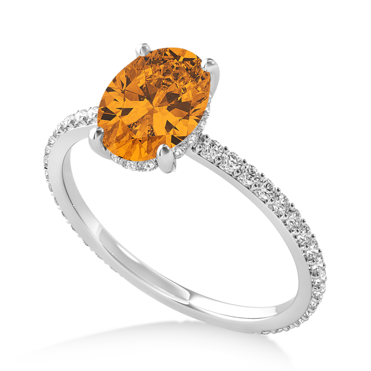 Oval Citrine & Diamond Hidden Halo Engagement Ring Platinum (0.76ct)