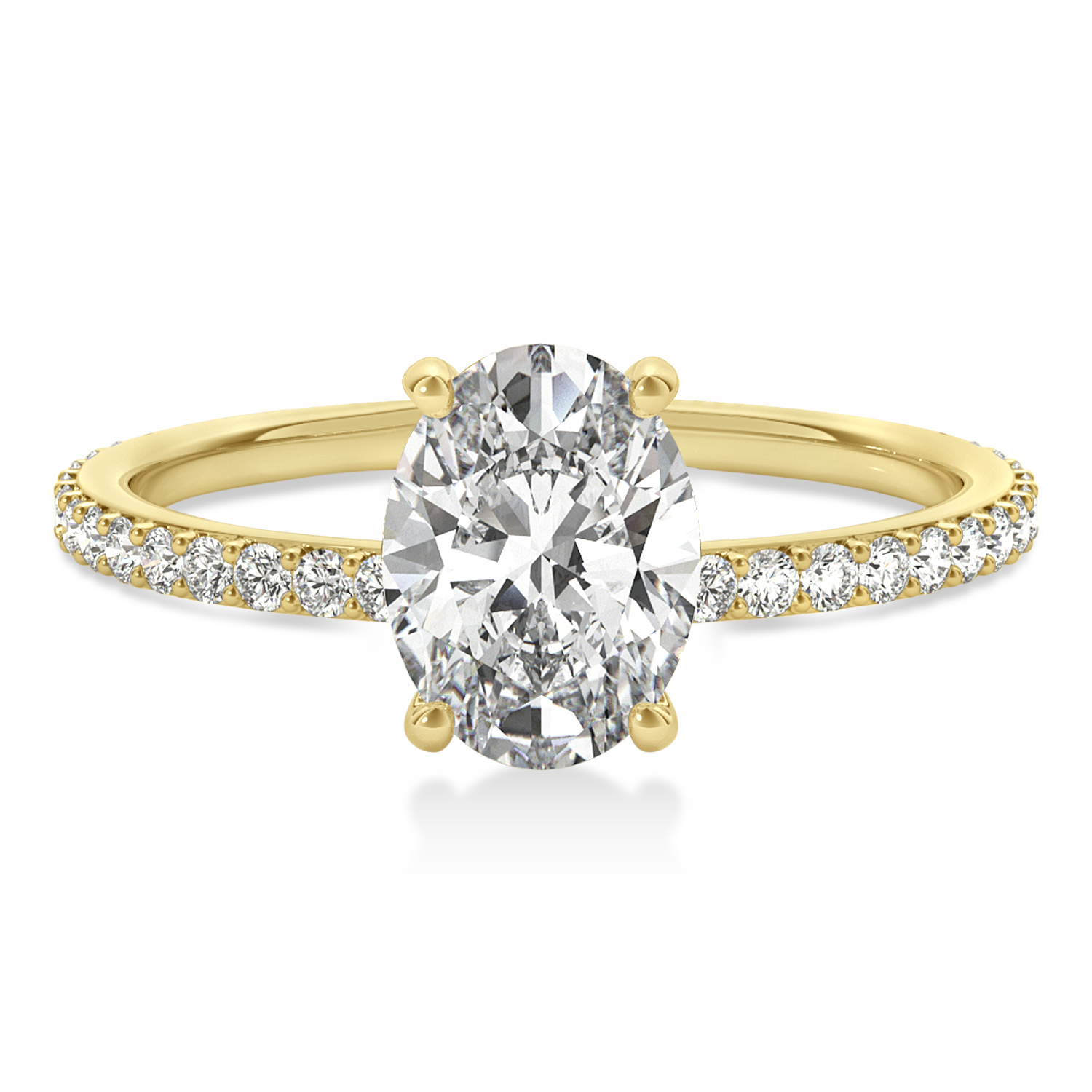 Oval Lab Grown Diamond Hidden Halo Engagement Ring 18k Yellow Gold (3.00ct)