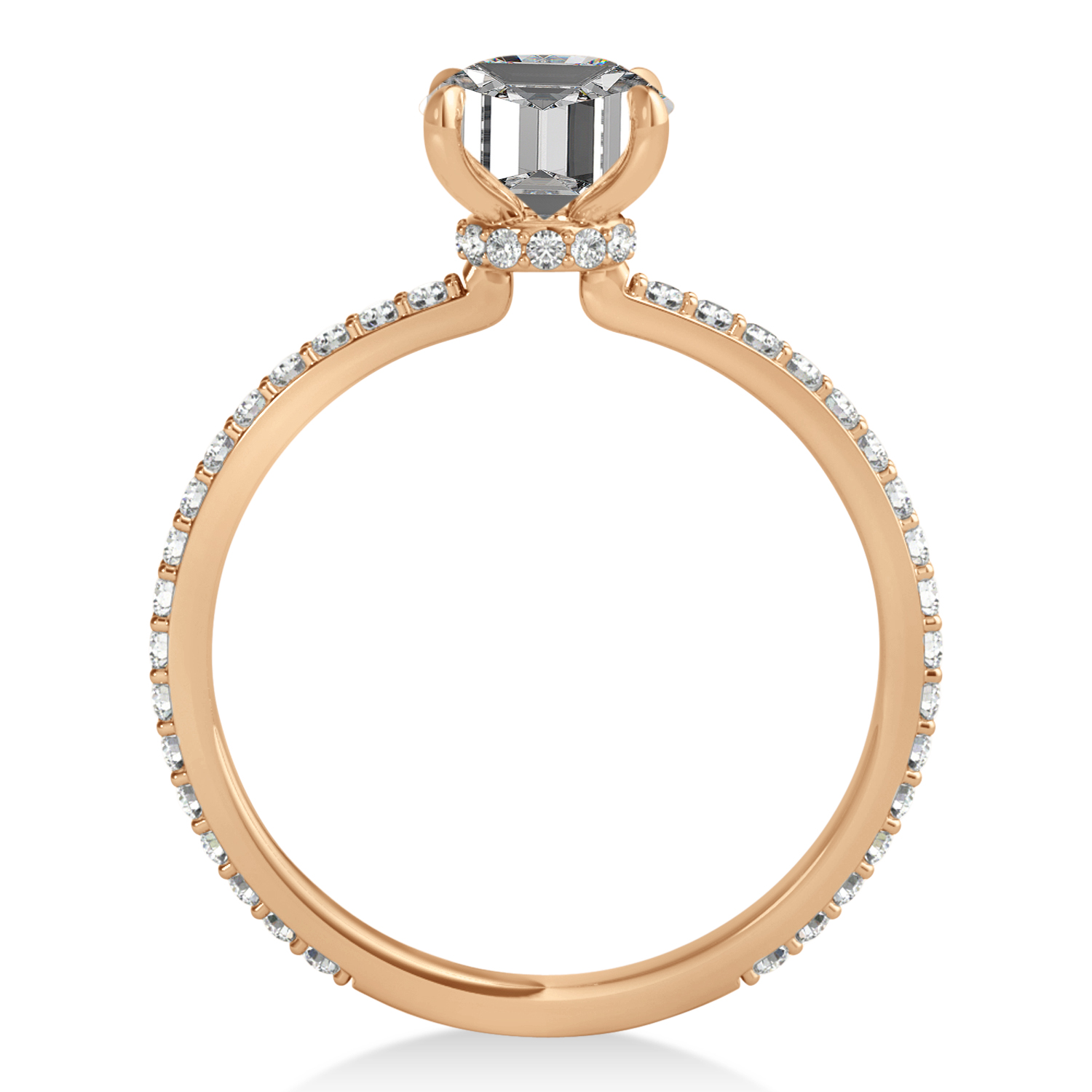 Oval Moissanite & Diamond Hidden Halo Engagement Ring 18k Rose Gold (0.76ct)