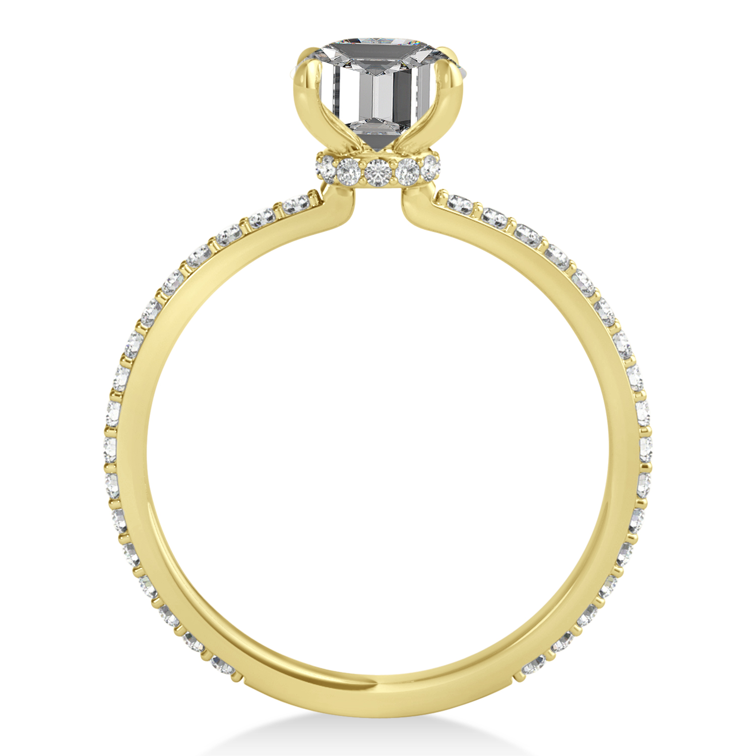 Oval Moissanite & Diamond Hidden Halo Engagement Ring 18k Yellow Gold (0.76ct)