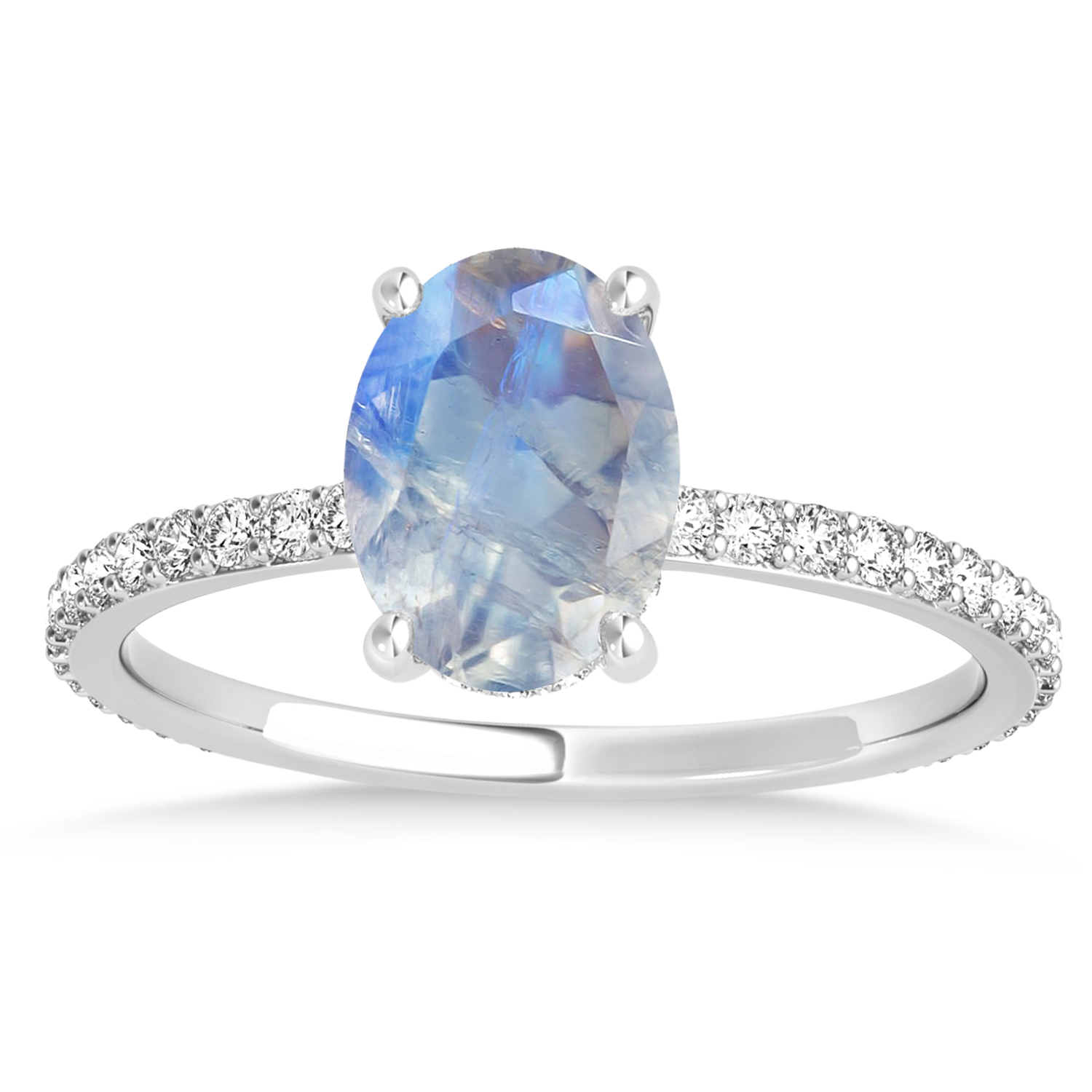 Oval Moonstone & Diamond Hidden Halo Engagement Ring Platinum (0.76ct)