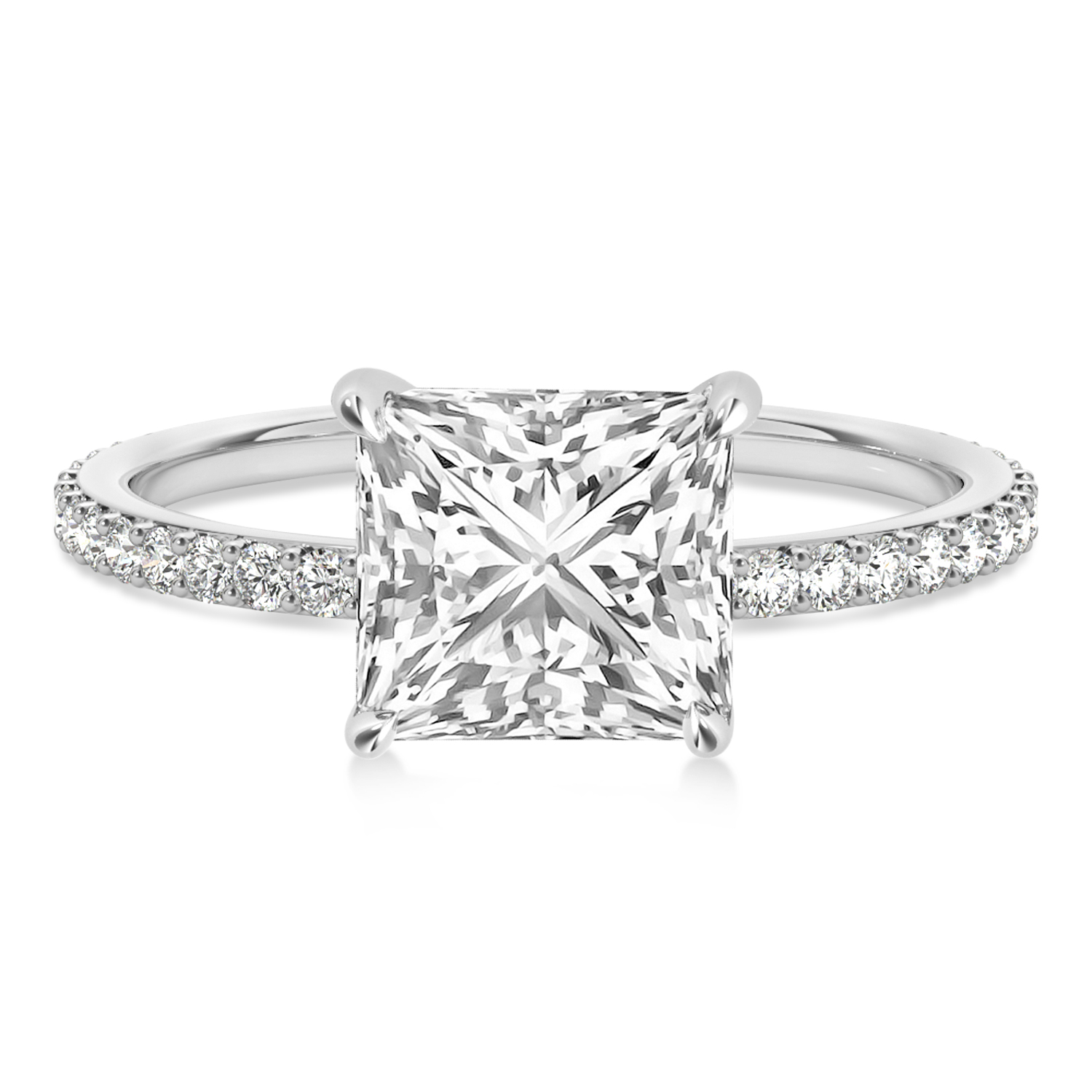 Princess Diamond Hidden Halo Engagement Ring 14k White Gold (0.89ct)