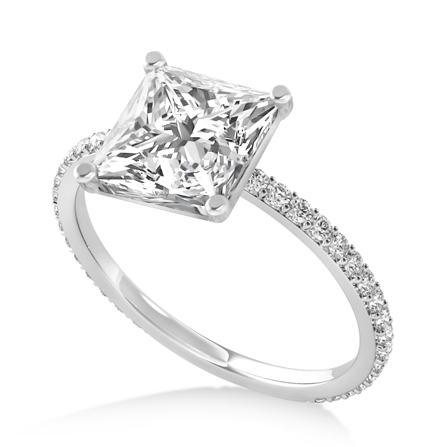 Princess Diamond Hidden Halo Engagement Ring 14k White Gold (0.89ct)