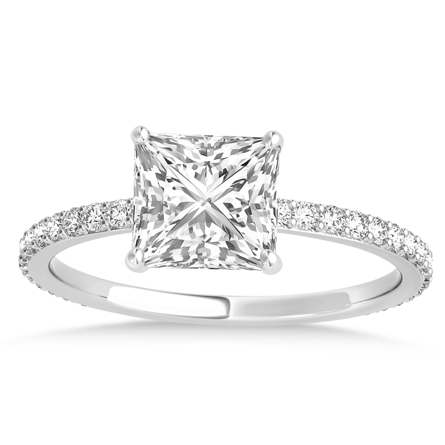 Princess Diamond Hidden Halo Engagement Ring 14k White Gold (0.89ct)