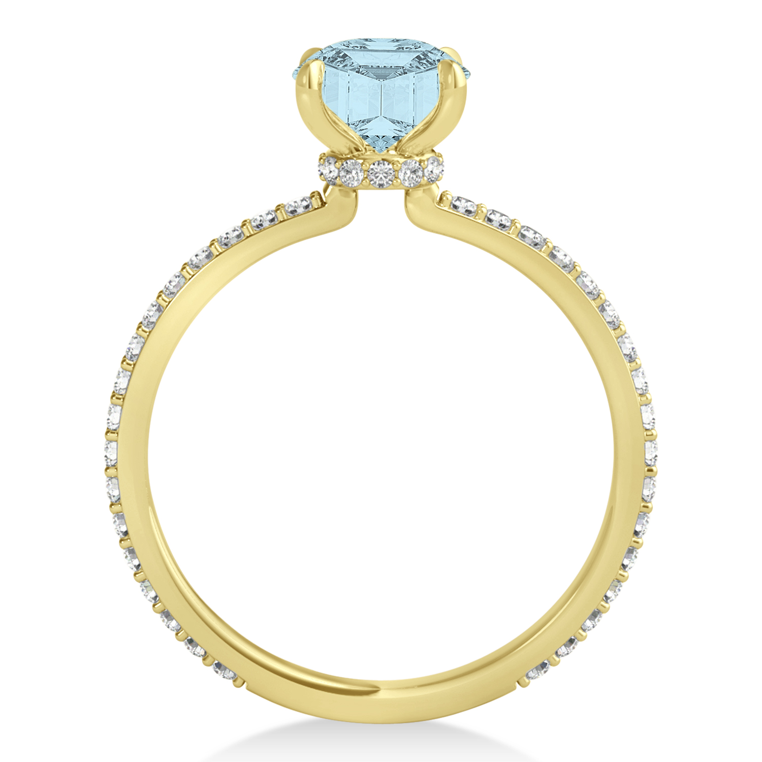 Princess Aquamarine & Diamond Hidden Halo Engagement Ring 14k Yellow Gold (0.89ct)