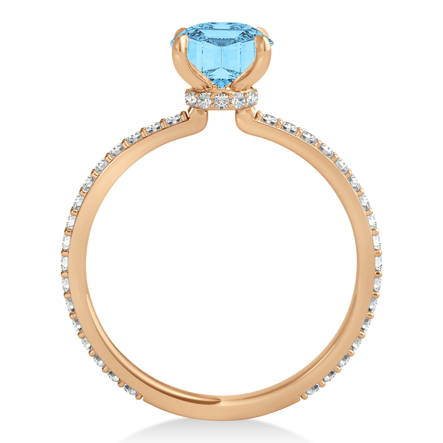 Princess Blue Topaz & Diamond Hidden Halo Engagement Ring 14k Rose Gold (0.89ct)