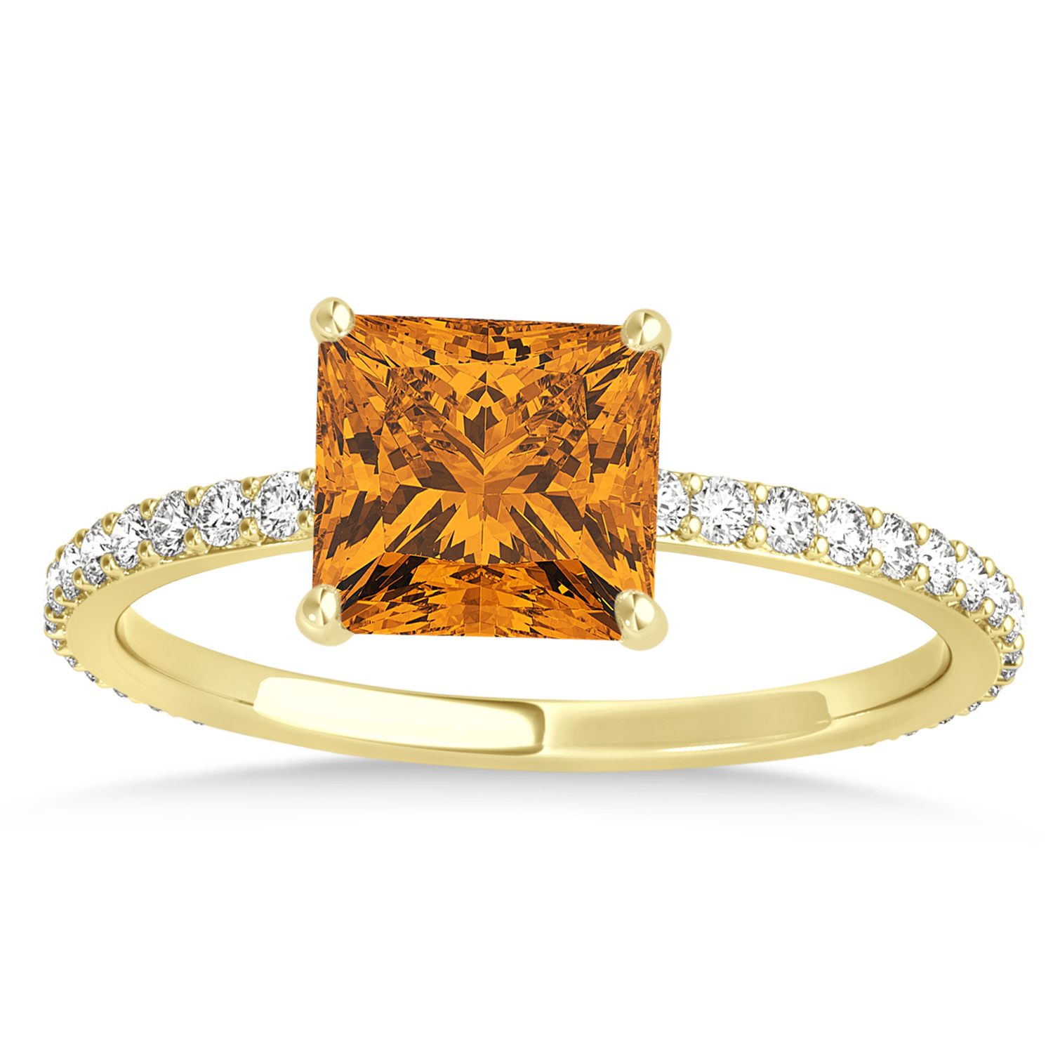 Princess Citrine & Diamond Hidden Halo Engagement Ring 14k Yellow Gold (0.89ct)