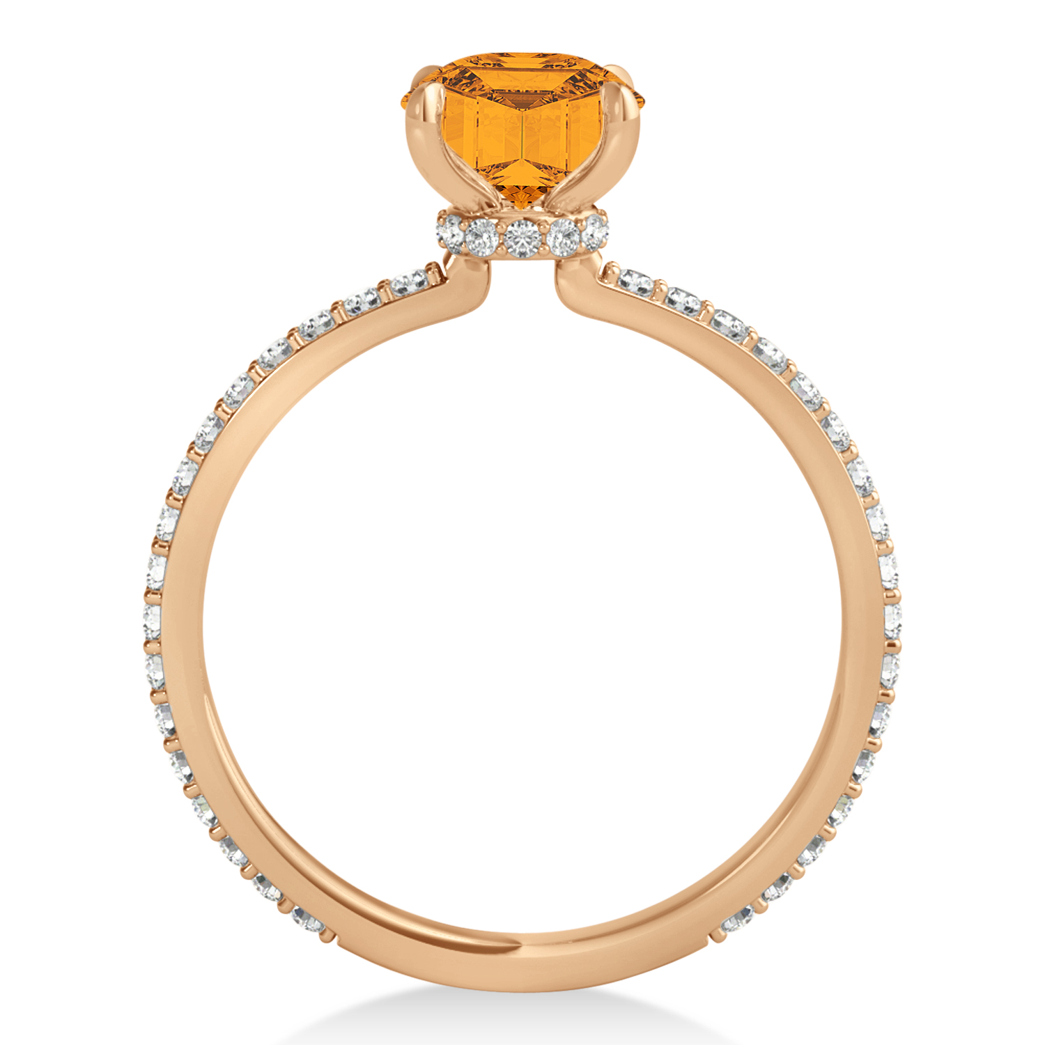 Princess Citrine & Diamond Hidden Halo Engagement Ring 18k Rose Gold (0.89ct)